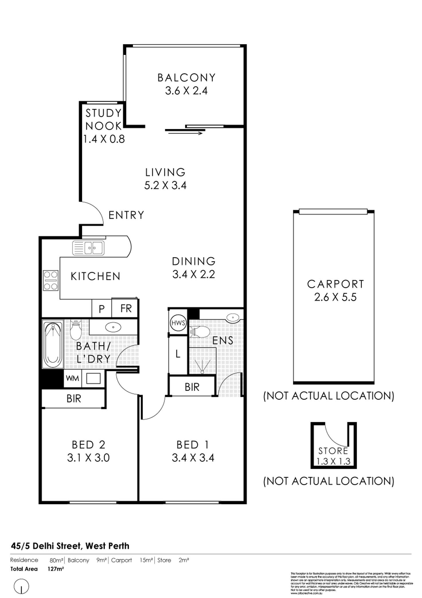 Floorplan of Homely apartment listing, 45/5 Delhi Street, West Perth WA 6005