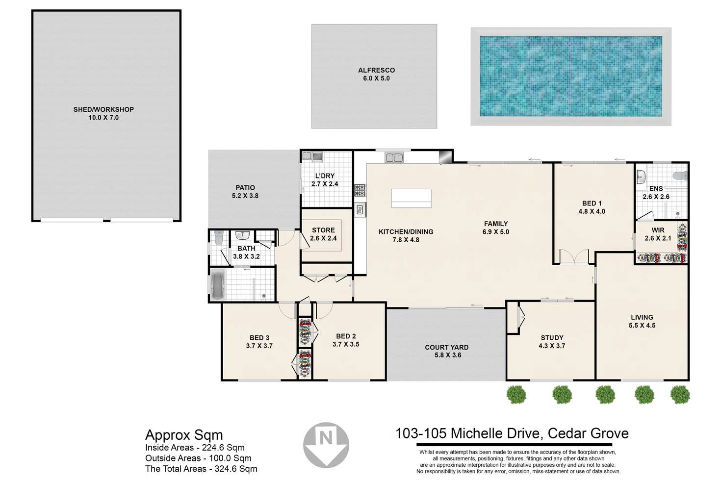 Floorplan of Homely acreageSemiRural listing, 103-105 Michelle Drive, Cedar Grove QLD 4285