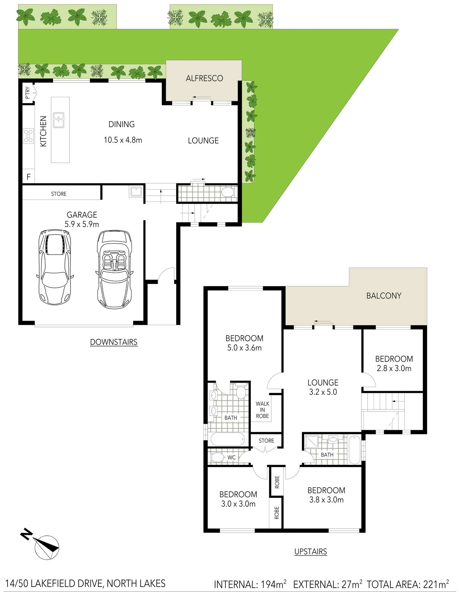 Floorplan of Homely townhouse listing, 14/50 Lakefield Drive, North Lakes QLD 4509