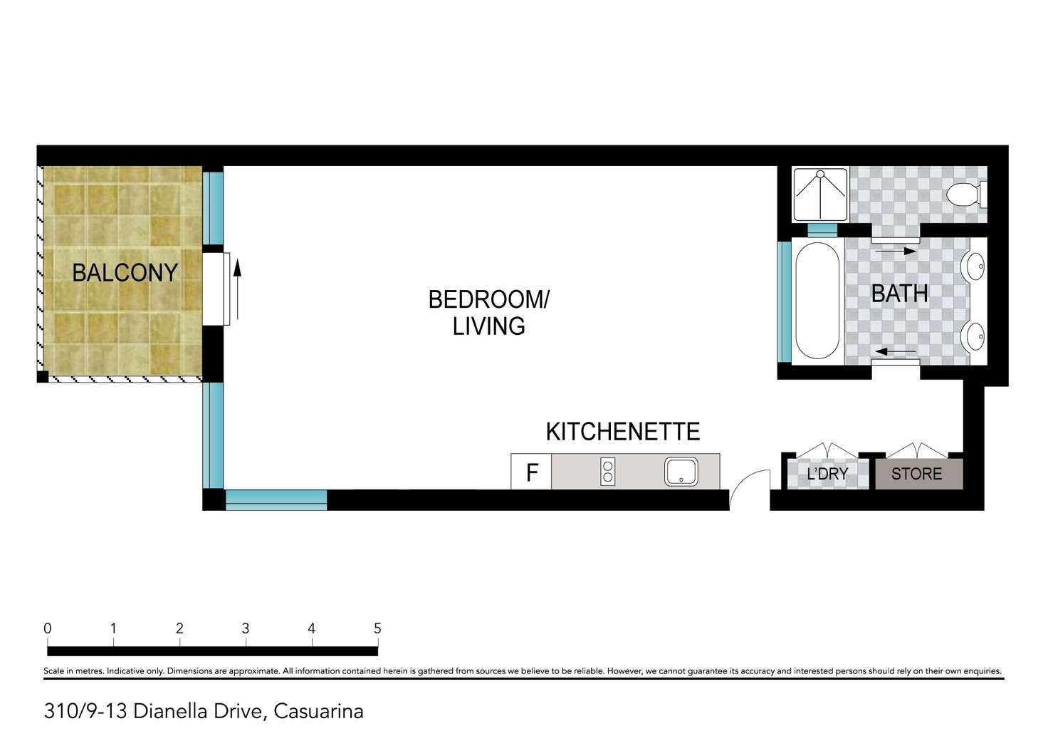 Floorplan of Homely studio listing, 310/9-13 Dianella Drive, Casuarina NSW 2487