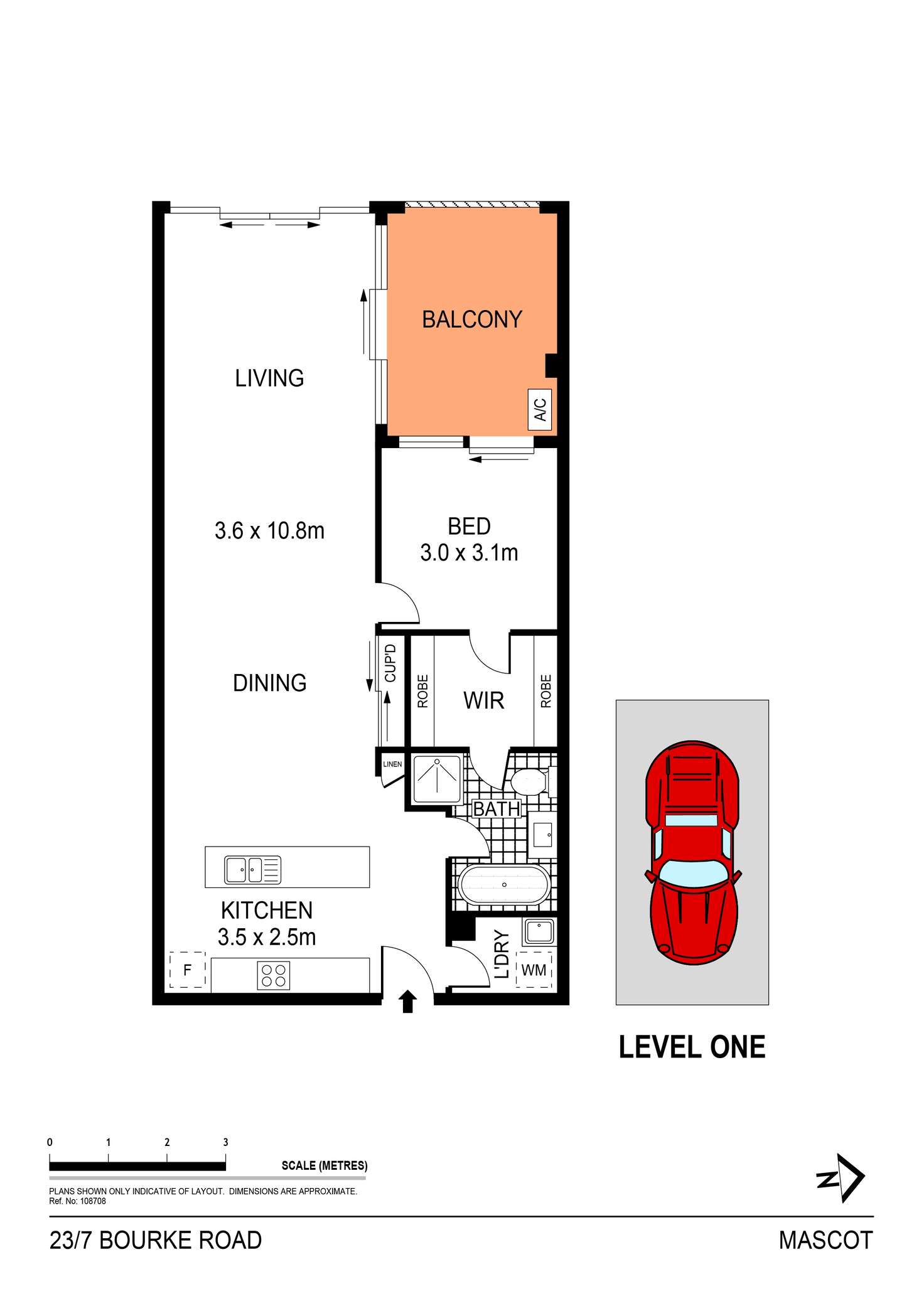 Floorplan of Homely apartment listing, 23/7 Bourke Street, Mascot NSW 2020