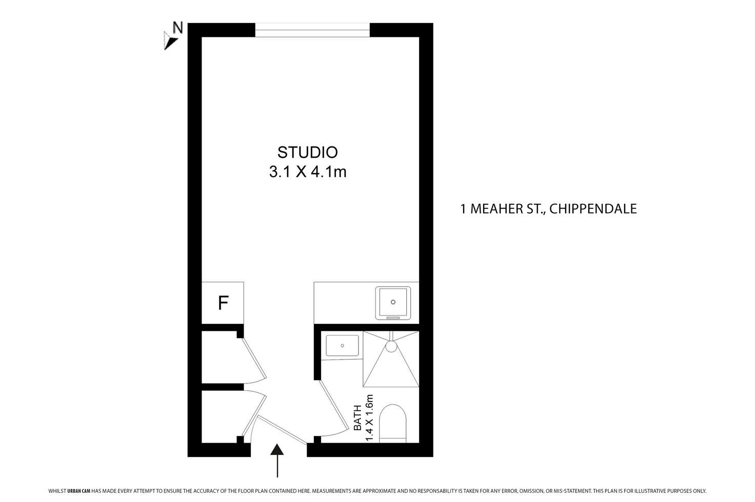 Floorplan of Homely studio listing, 306/1-9 Meagher Street, Chippendale NSW 2008