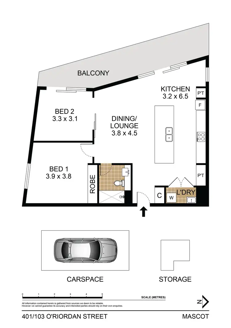 Floorplan of Homely apartment listing, 401/103-105 O'Riordan Street, Mascot NSW 2020
