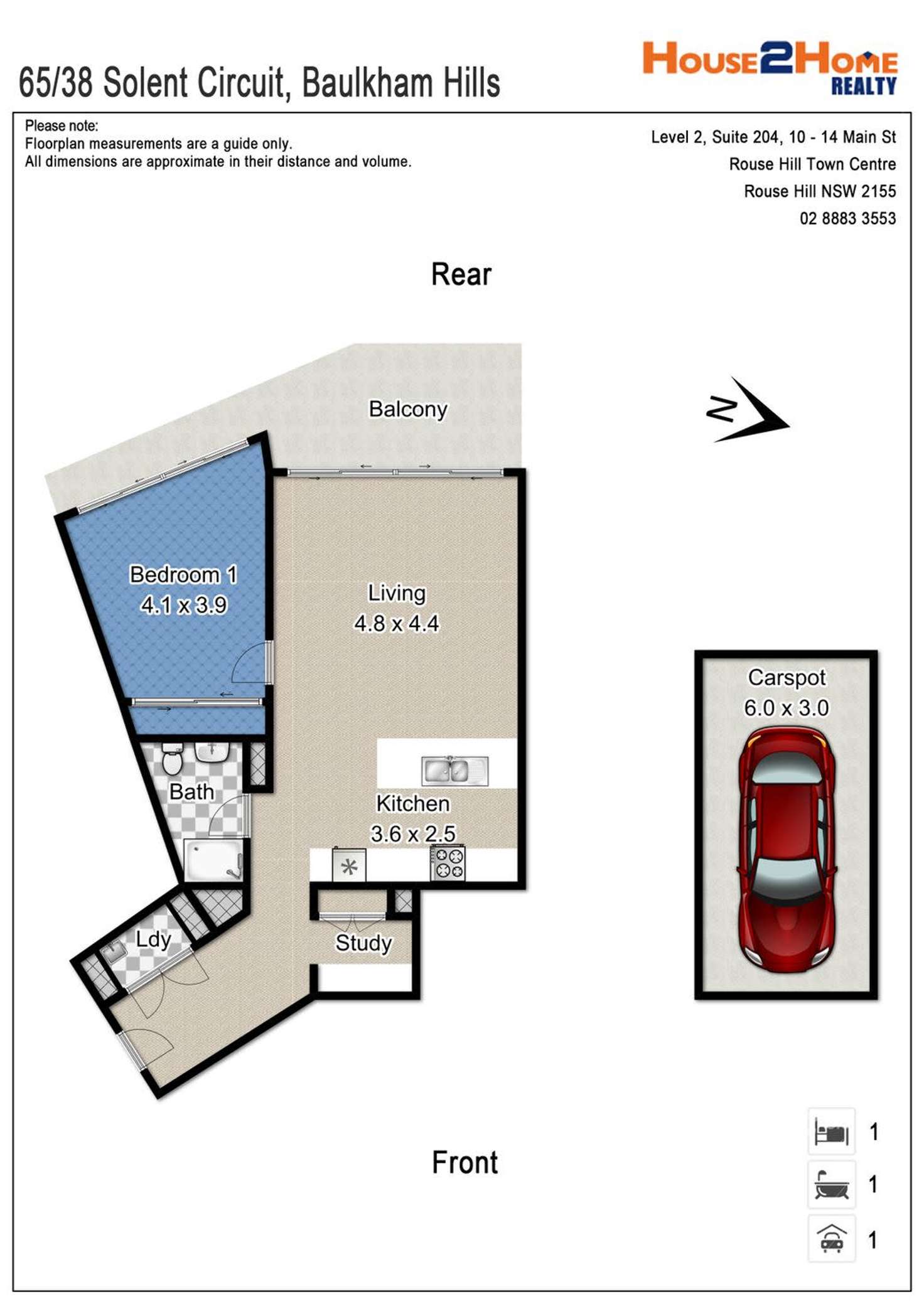 Floorplan of Homely unit listing, 65/38 Solent Circuit, Baulkham Hills NSW 2153