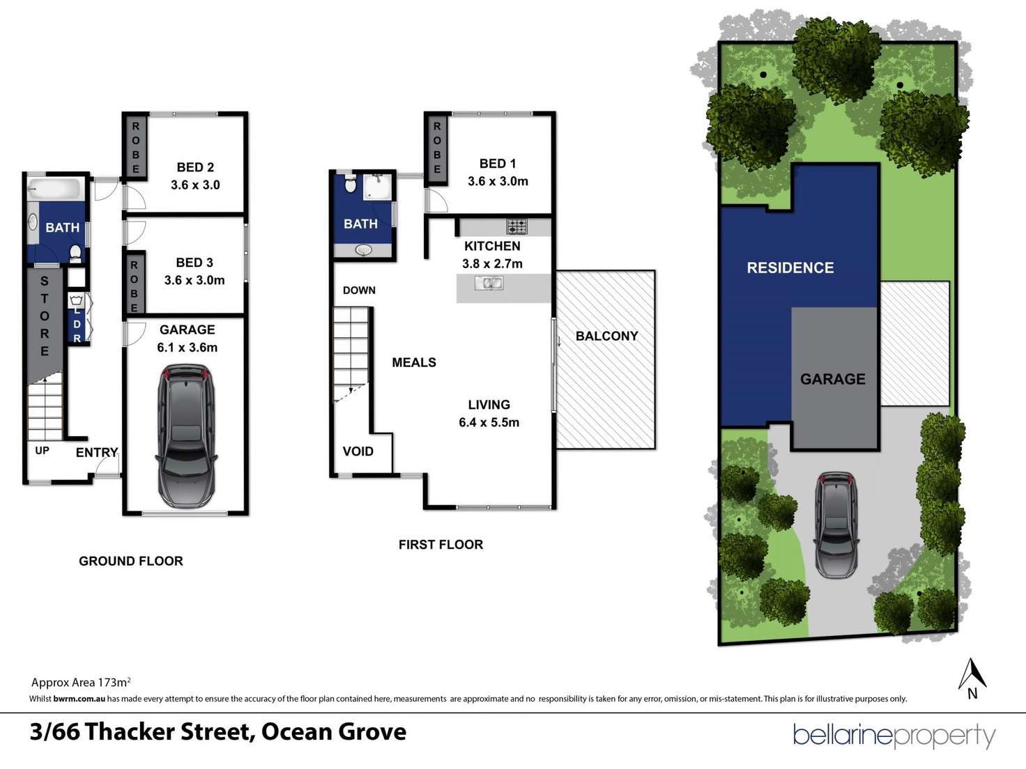 Floorplan of Homely townhouse listing, 3/66 Thacker Street, Ocean Grove VIC 3226