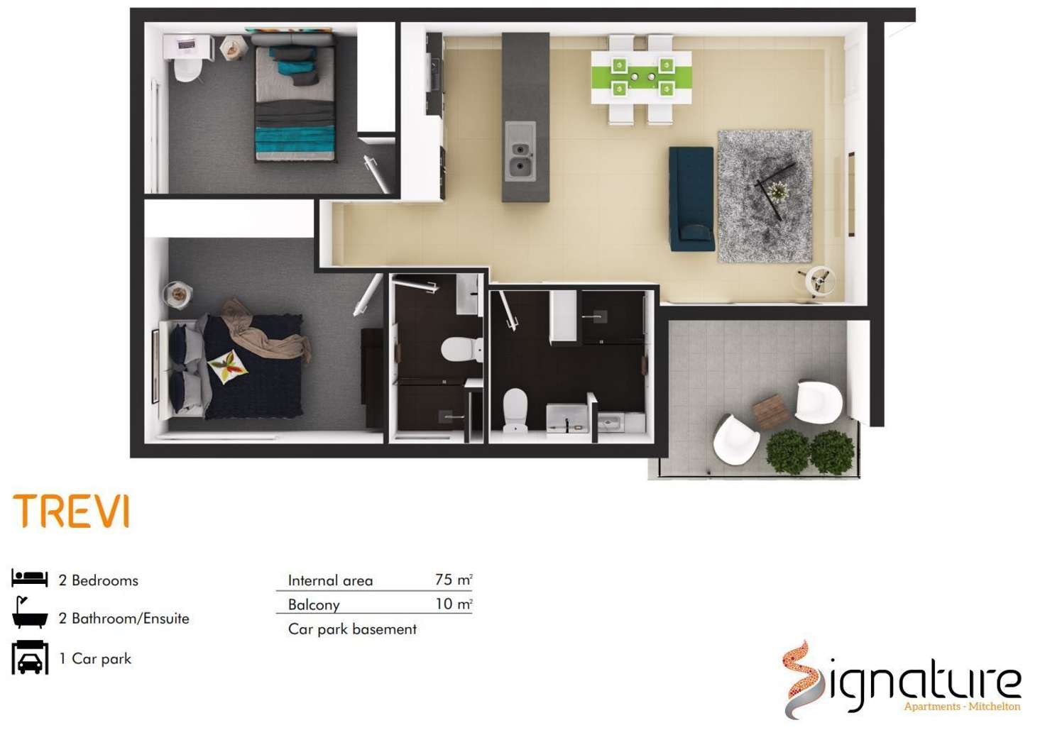 Floorplan of Homely unit listing, **UNDER APPLICATION** 1306/132 Osborne Road, Mitchelton QLD 4053