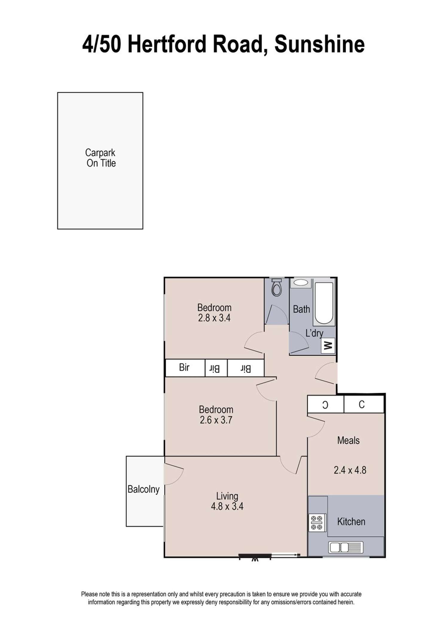 Floorplan of Homely unit listing, 4/50 Hertford Road, Sunshine VIC 3020