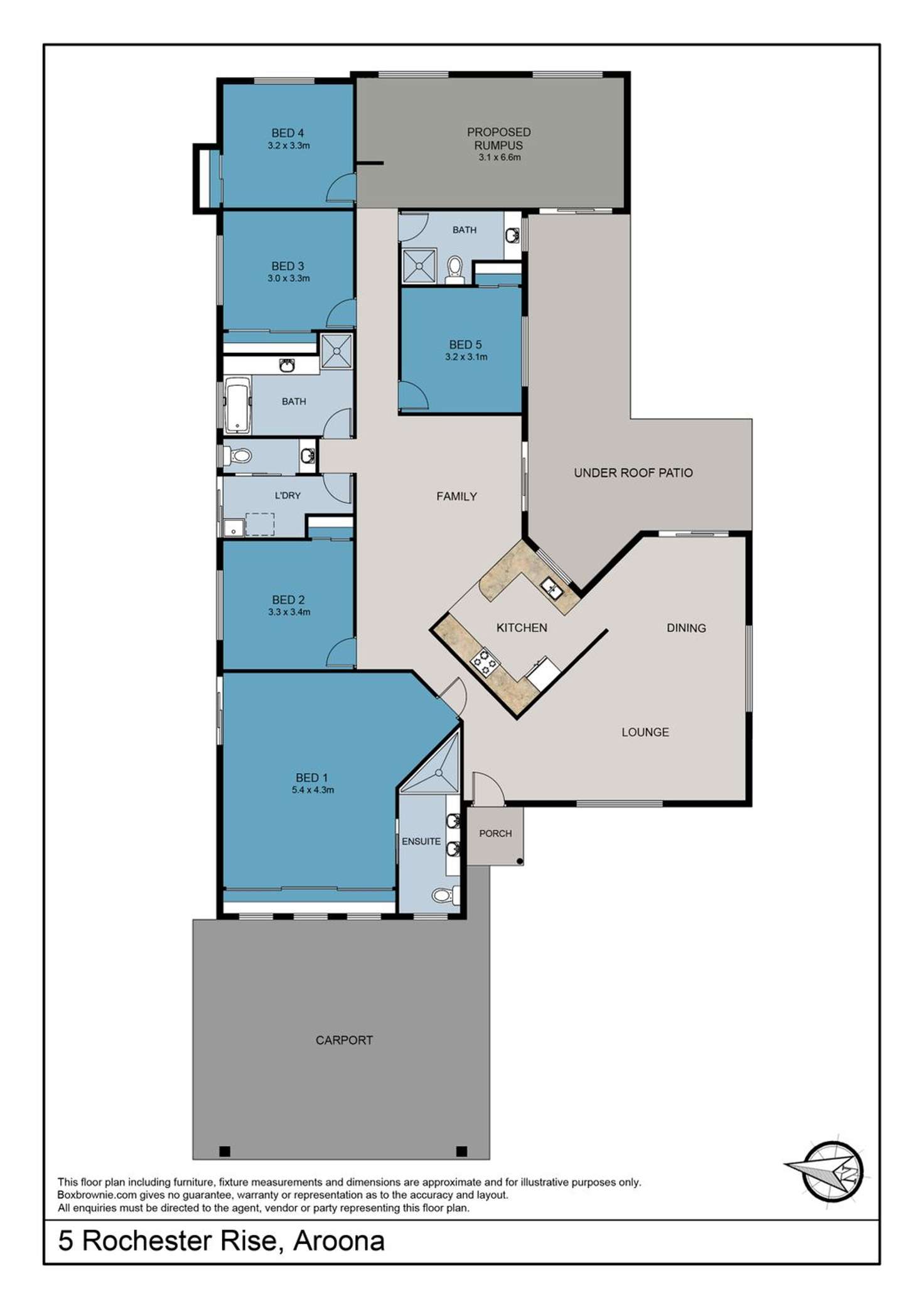 Floorplan of Homely house listing, 5 Rochester Rise, Aroona QLD 4551