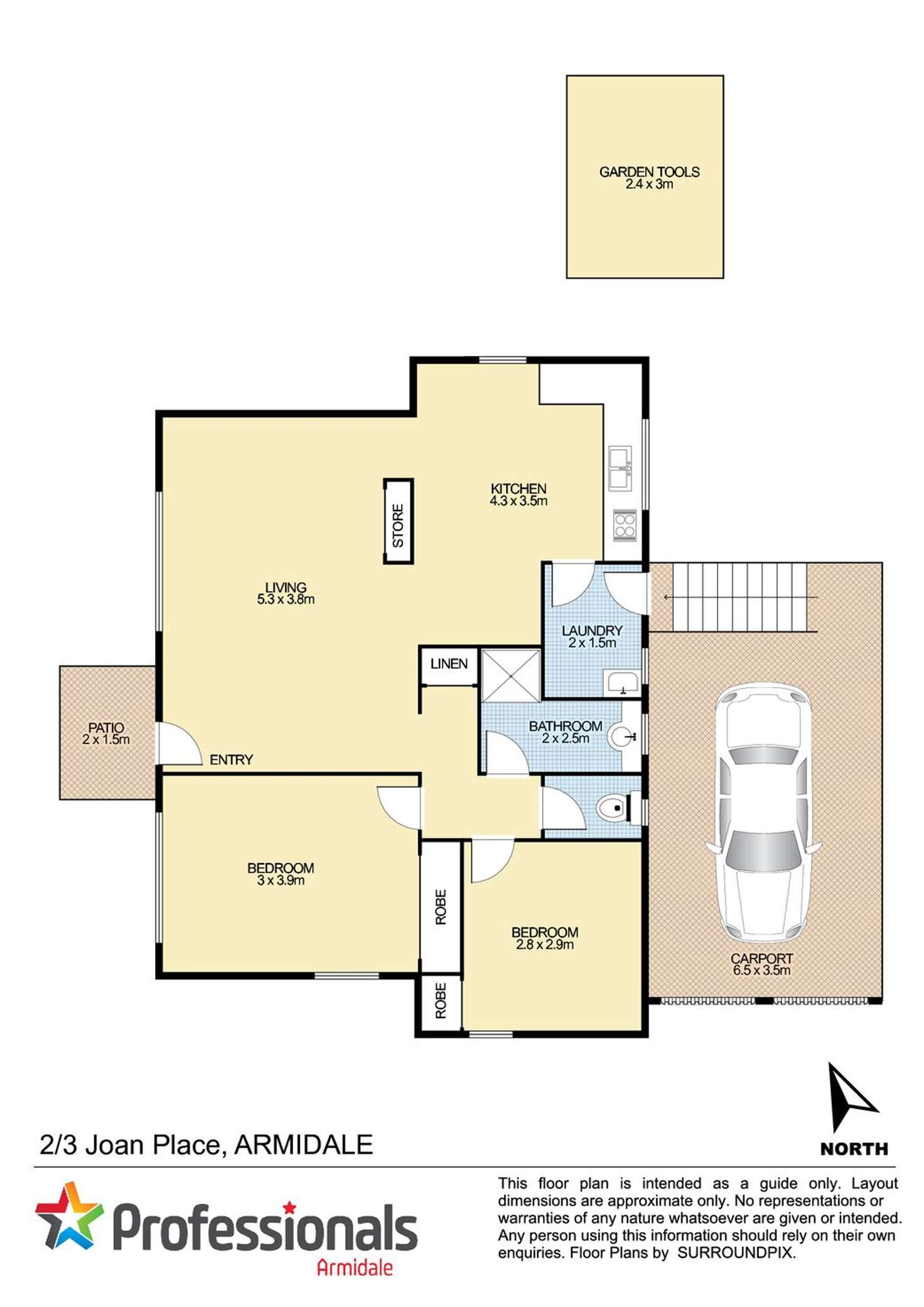 Floorplan of Homely unit listing, 2/3 Joan Place, Armidale NSW 2350