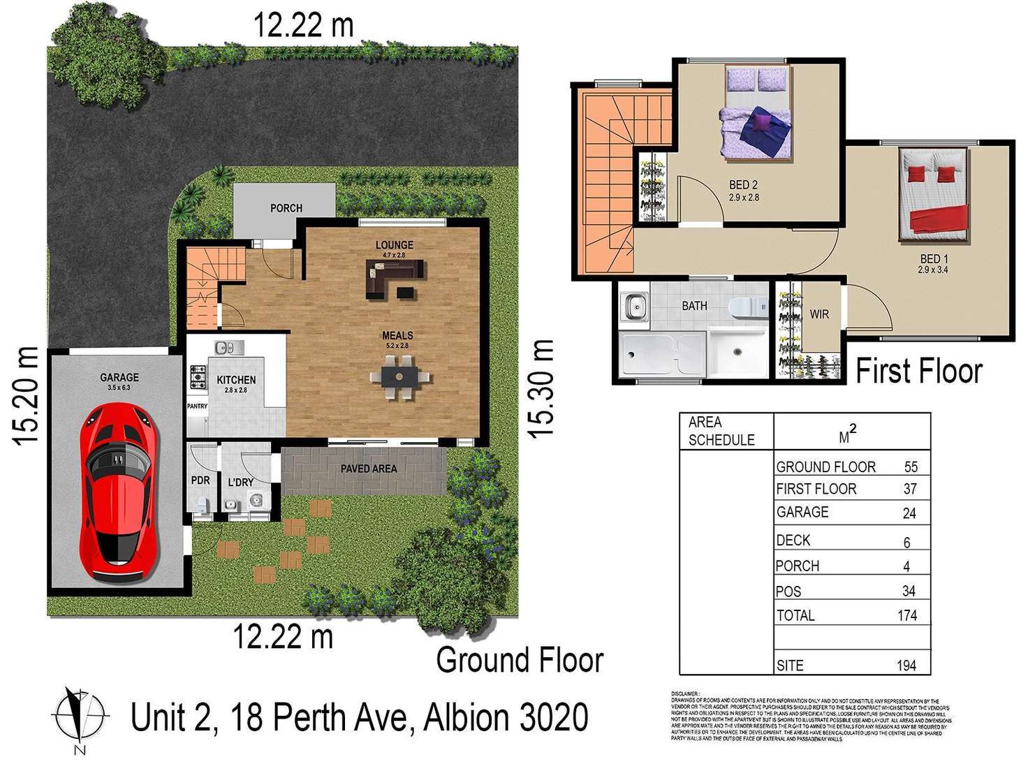 Floorplan of Homely unit listing, 2 & 3/18 Perth Avenue, Albion VIC 3020