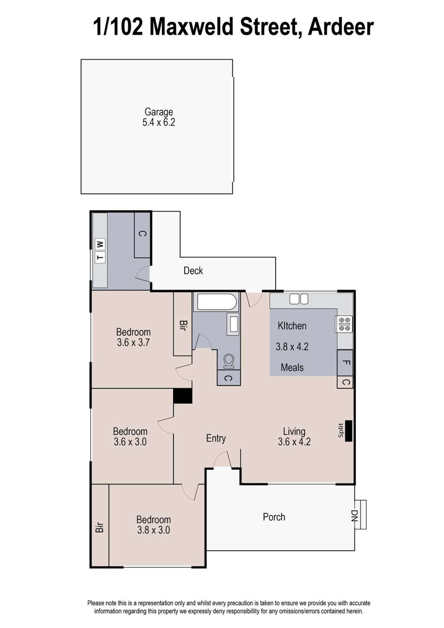Floorplan of Homely house listing, 1/102 Maxweld Street, Ardeer VIC 3022