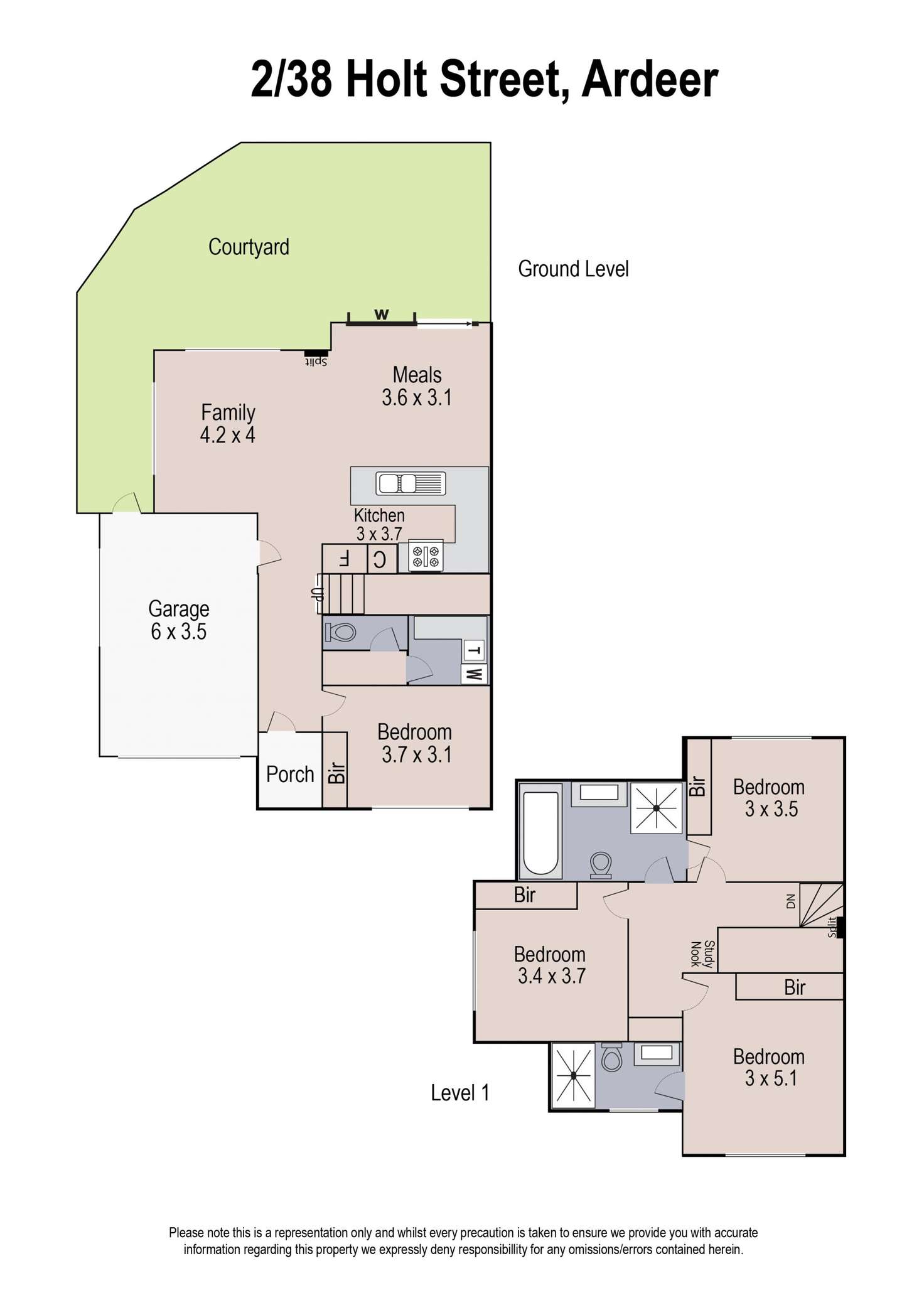 Floorplan of Homely townhouse listing, 2/38 Holt Street, Ardeer VIC 3022