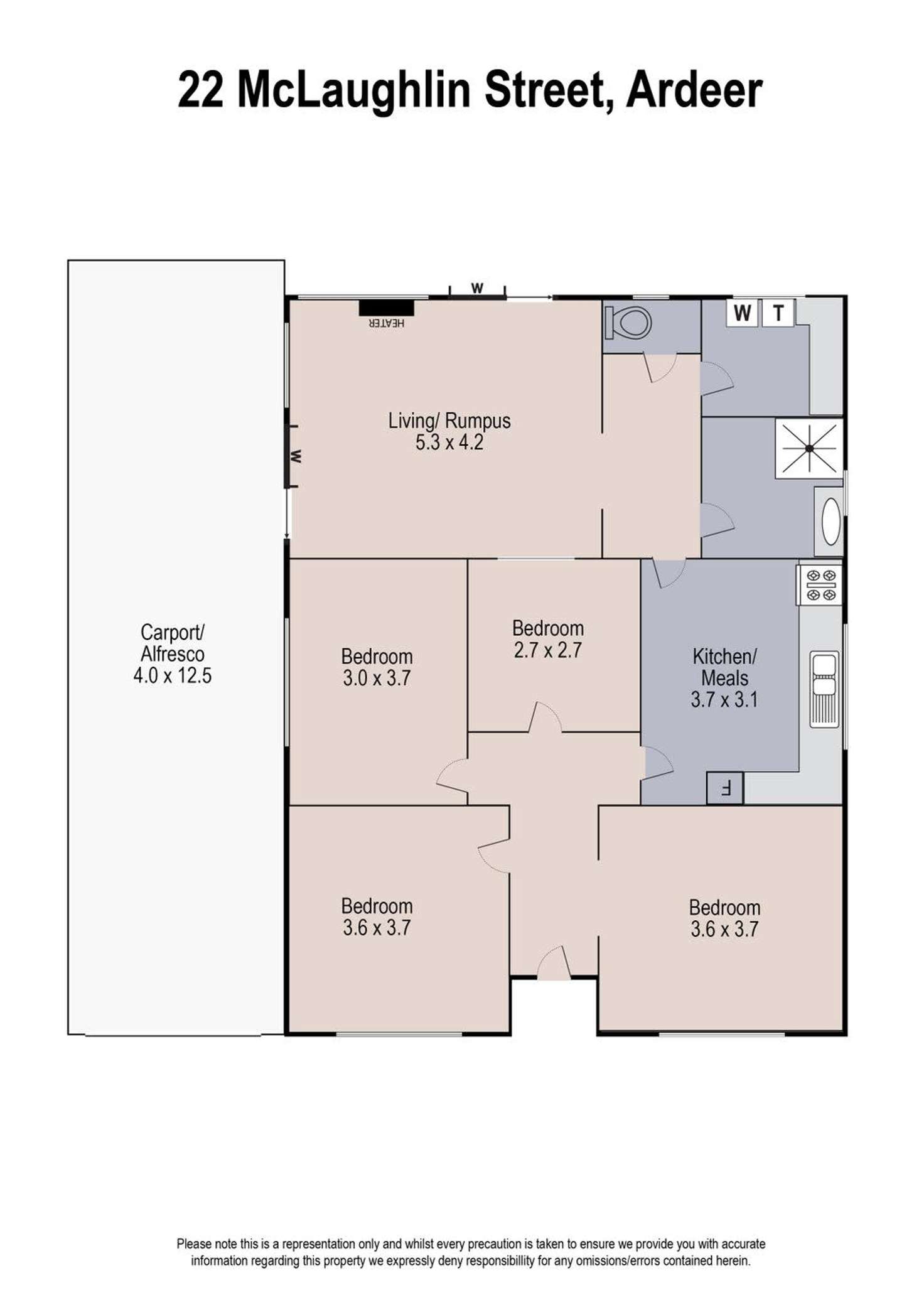 Floorplan of Homely house listing, 22 McLaughlin Street, Ardeer VIC 3022