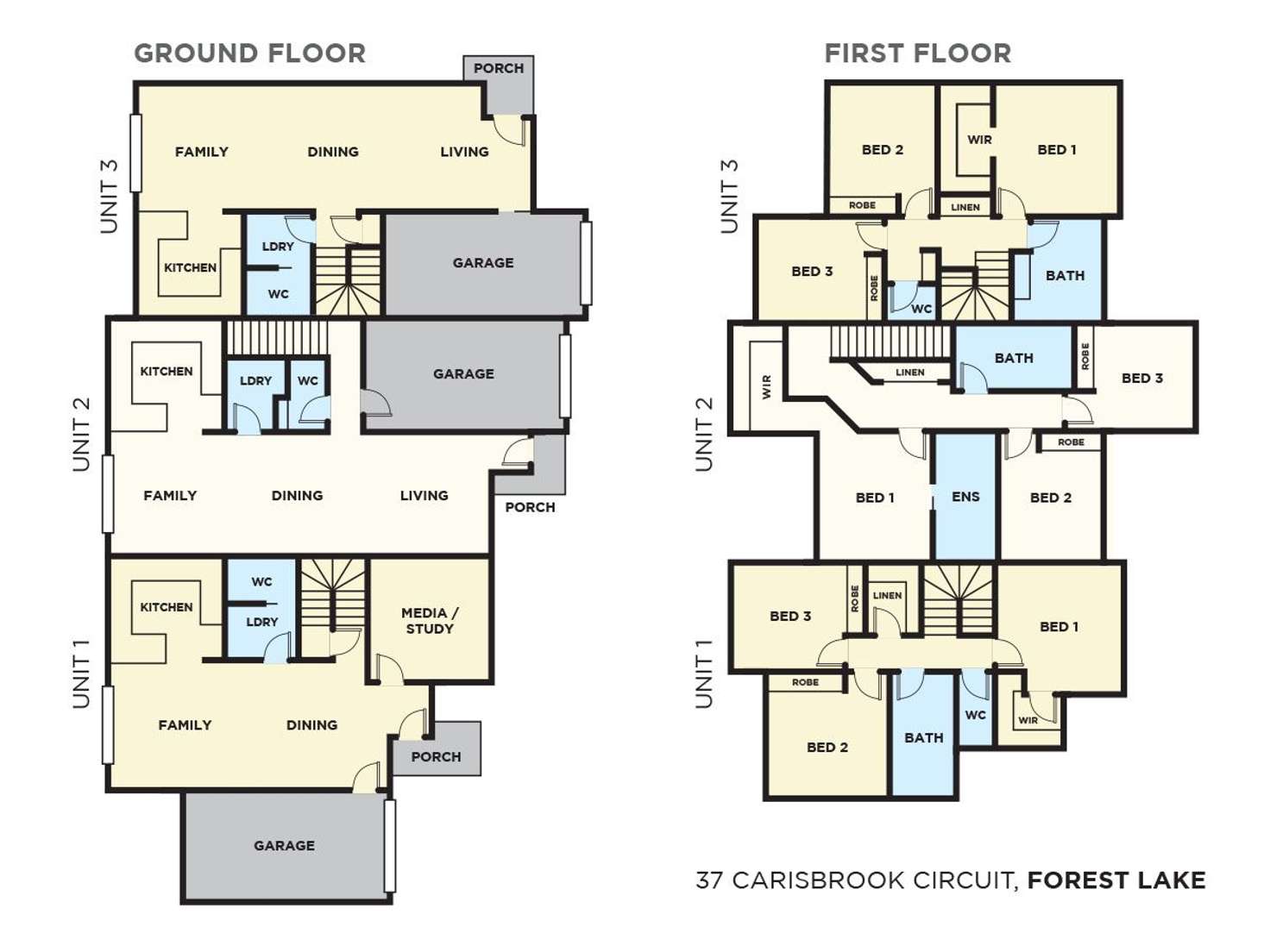 Floorplan of Homely townhouse listing, 1,2 & 3/37 Carisbrook Cct, Forest Lake QLD 4078