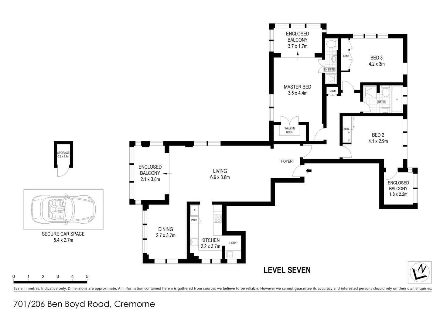 Floorplan of Homely apartment listing, 701/206 Ben Boyd Road, Cremorne NSW 2090