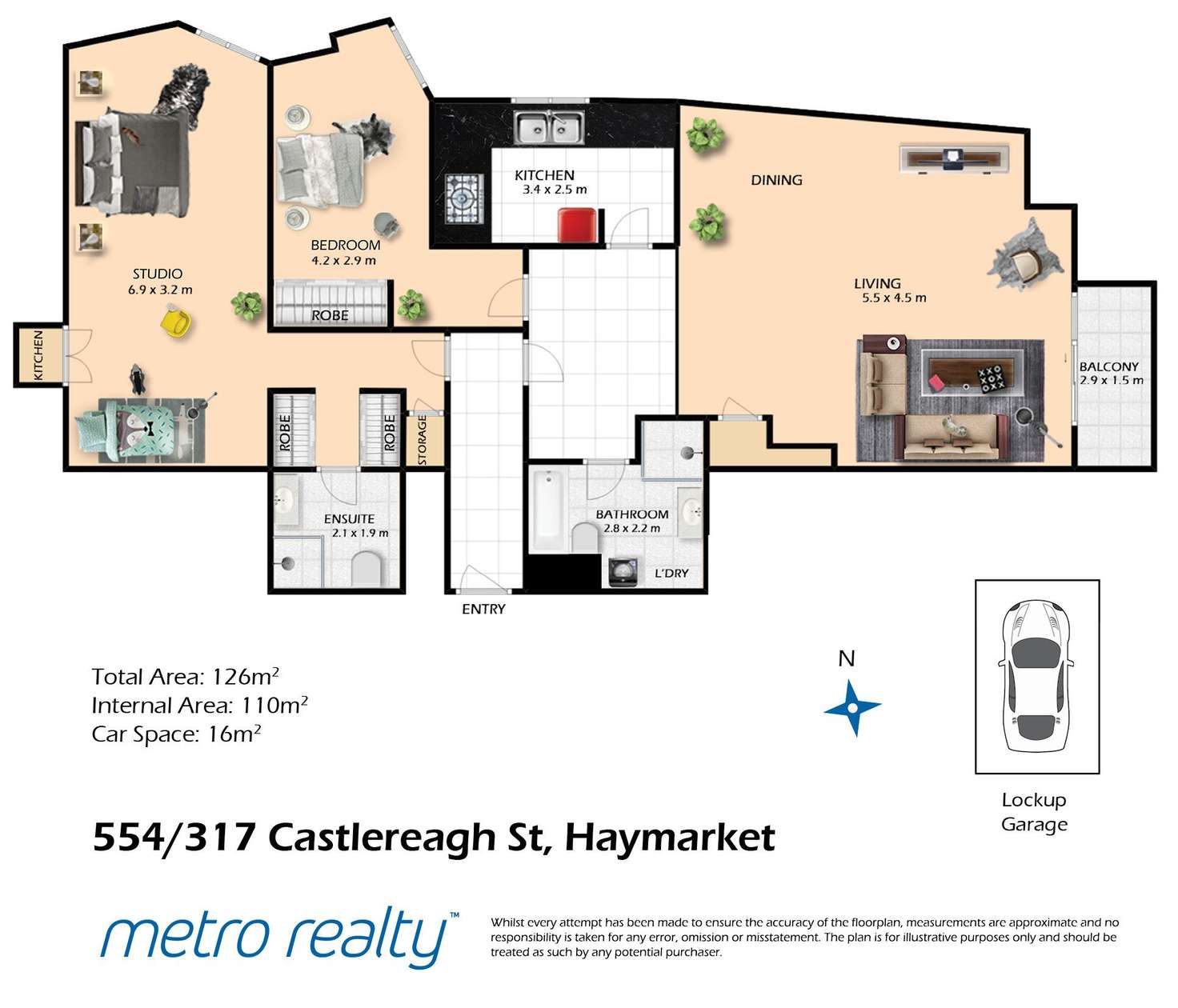 Floorplan of Homely apartment listing, 554/317 Castlereagh Street, Sydney NSW 2000