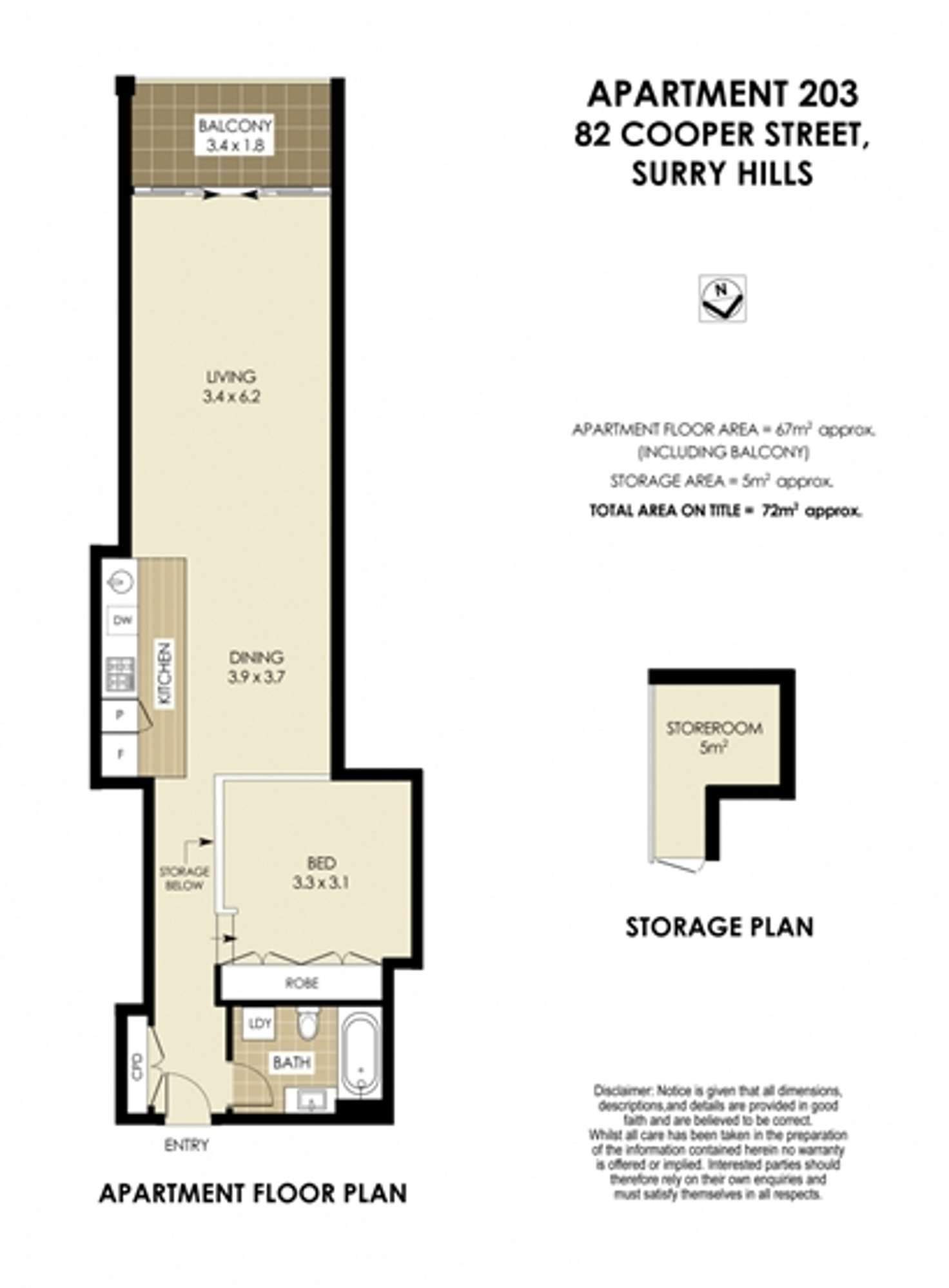 Floorplan of Homely apartment listing, 203/82 Cooper Street, Surry Hills NSW 2010