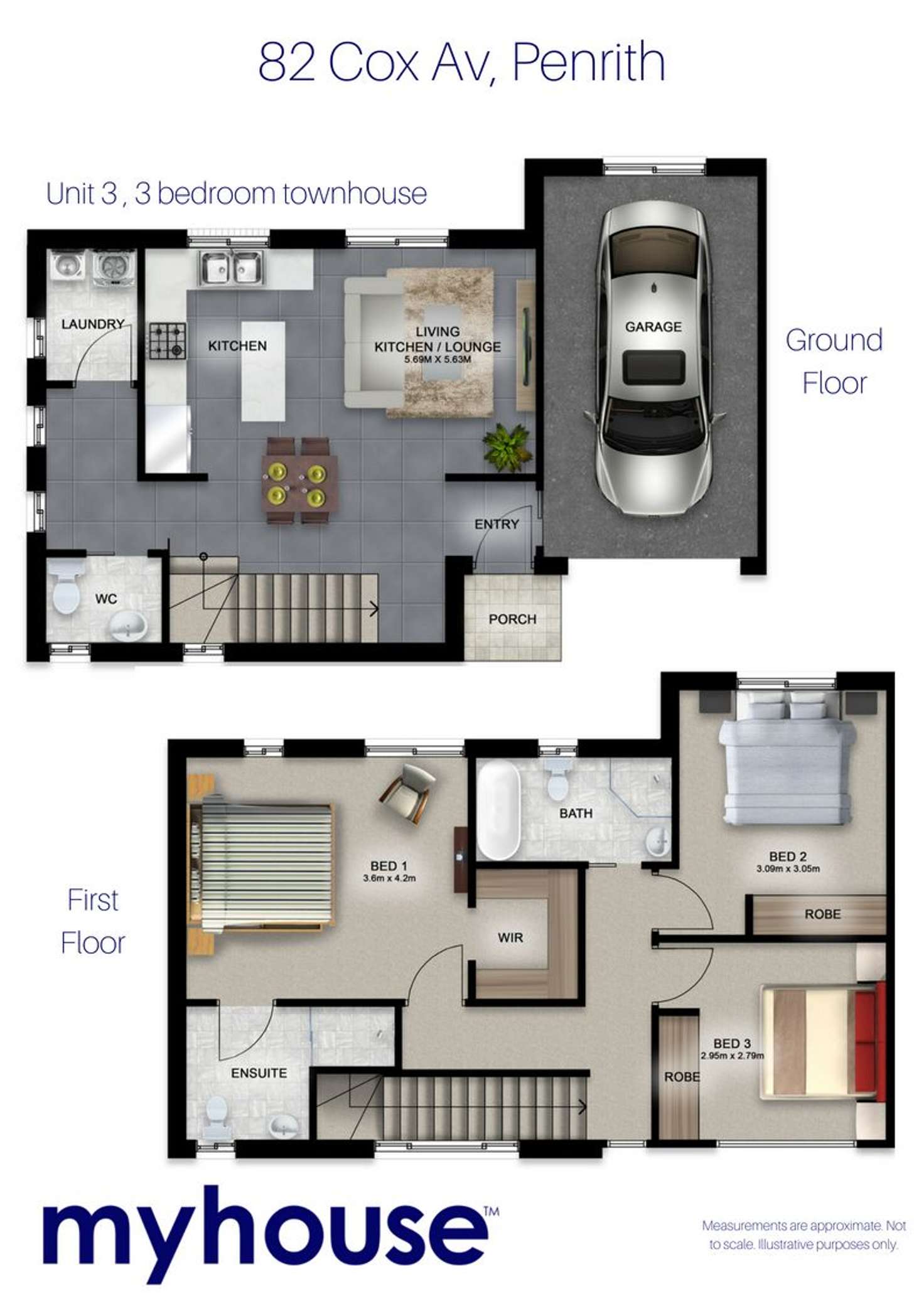 Floorplan of Homely townhouse listing, 3/82 Cox Av, Penrith NSW 2750