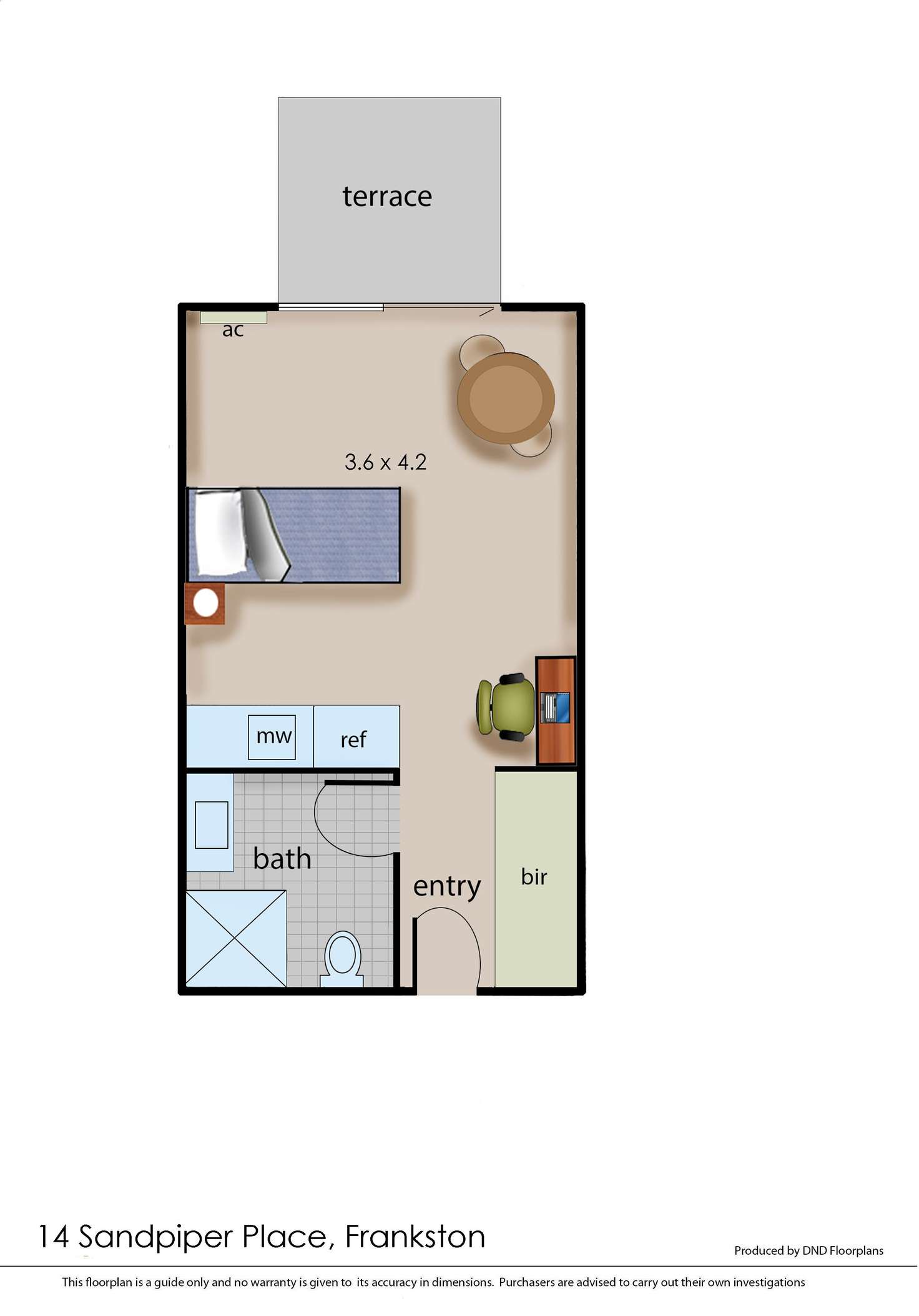 Floorplan of Homely studio listing, 14 Sandpiper Place, Frankston VIC 3199