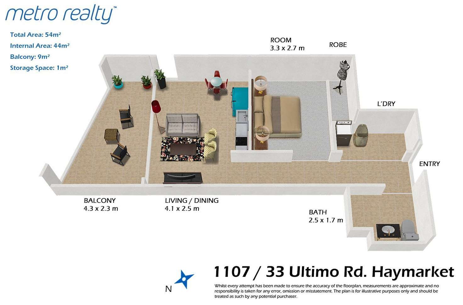 Floorplan of Homely apartment listing, 1107/33 Ultimo Road, Haymarket NSW 2000