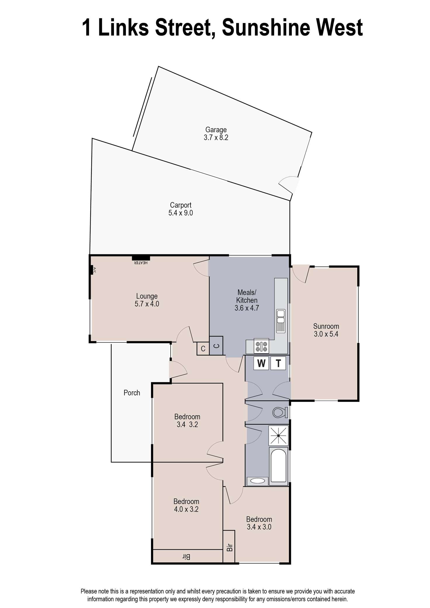 Floorplan of Homely house listing, 1 Links Street, Sunshine West VIC 3020
