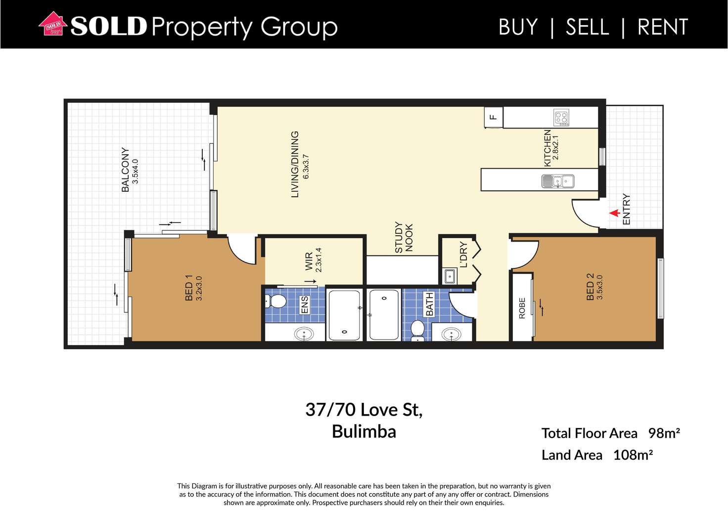 Floorplan of Homely apartment listing, 37/70 Love St, Bulimba QLD 4171