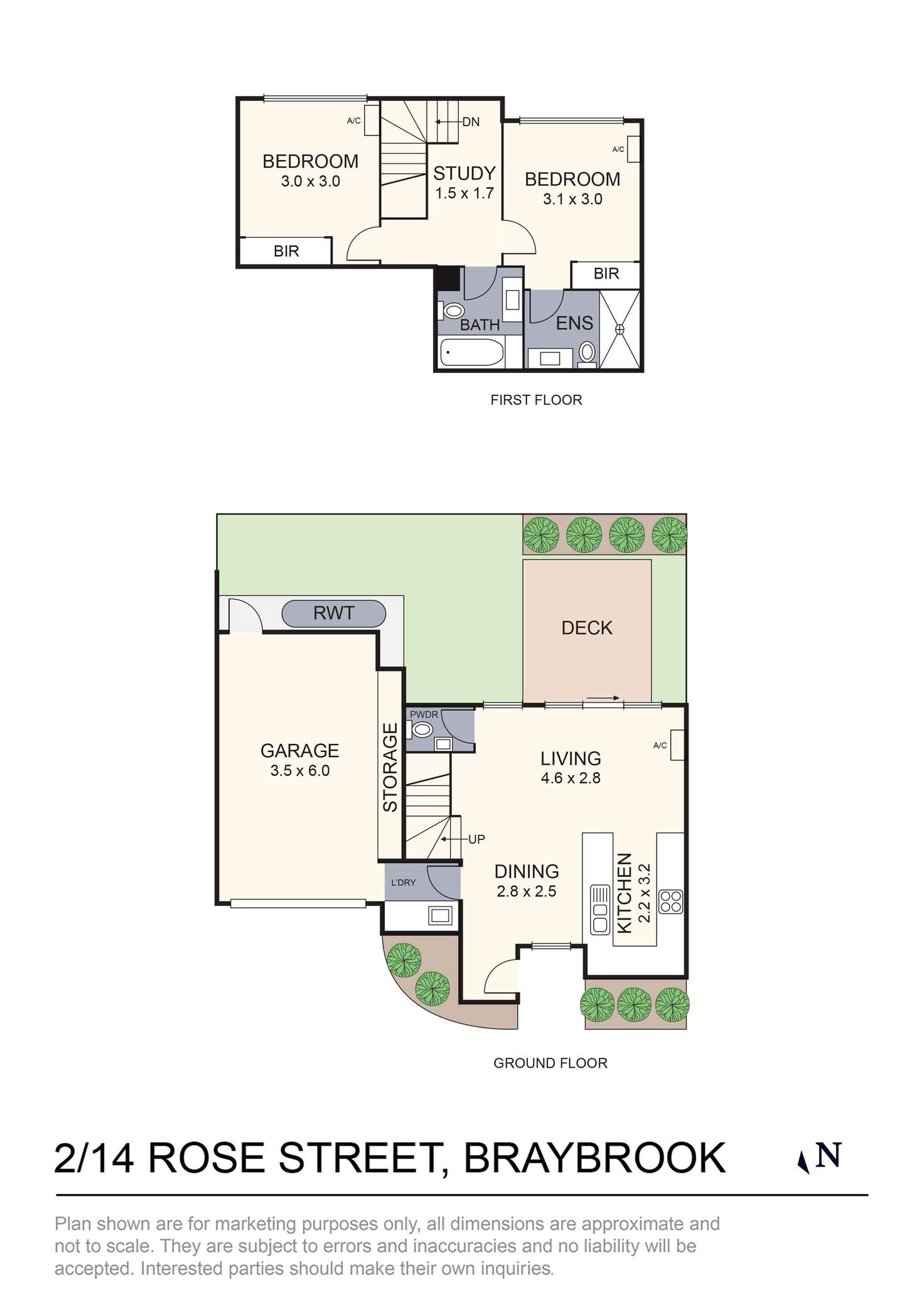 Floorplan of Homely townhouse listing, 2/14 Rose Street, Braybrook VIC 3019