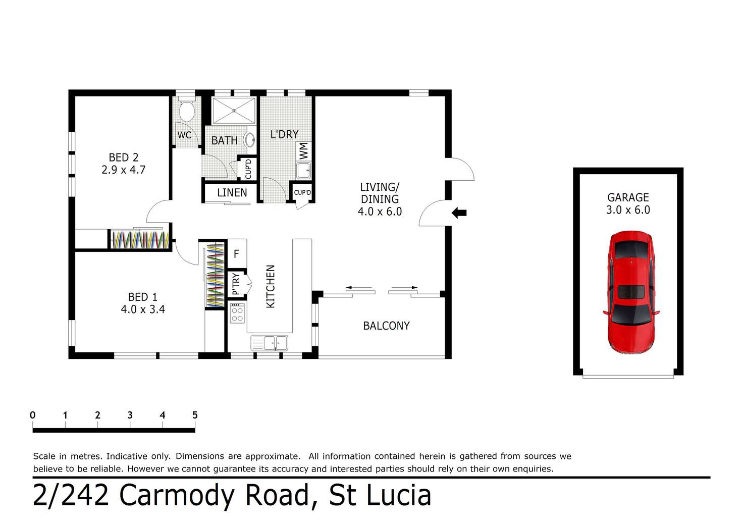 Floorplan of Homely unit listing, 2/242 Carmody Road, St Lucia QLD 4067