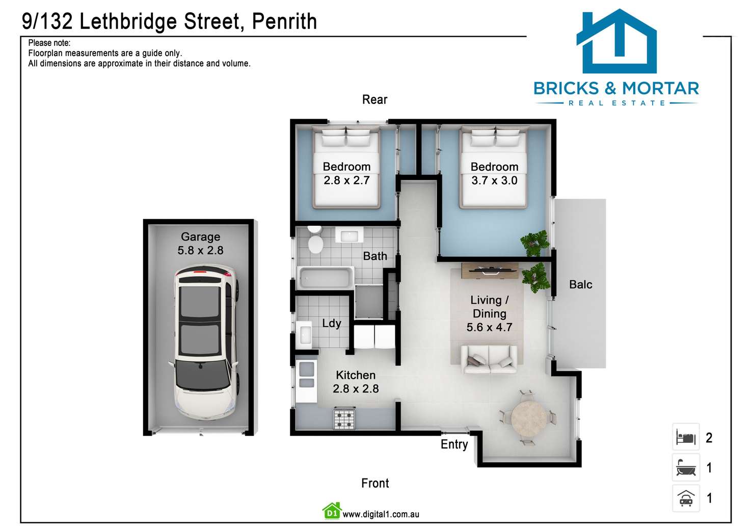 Floorplan of Homely unit listing, 9/132 Lethbridge Street, Penrith NSW 2750