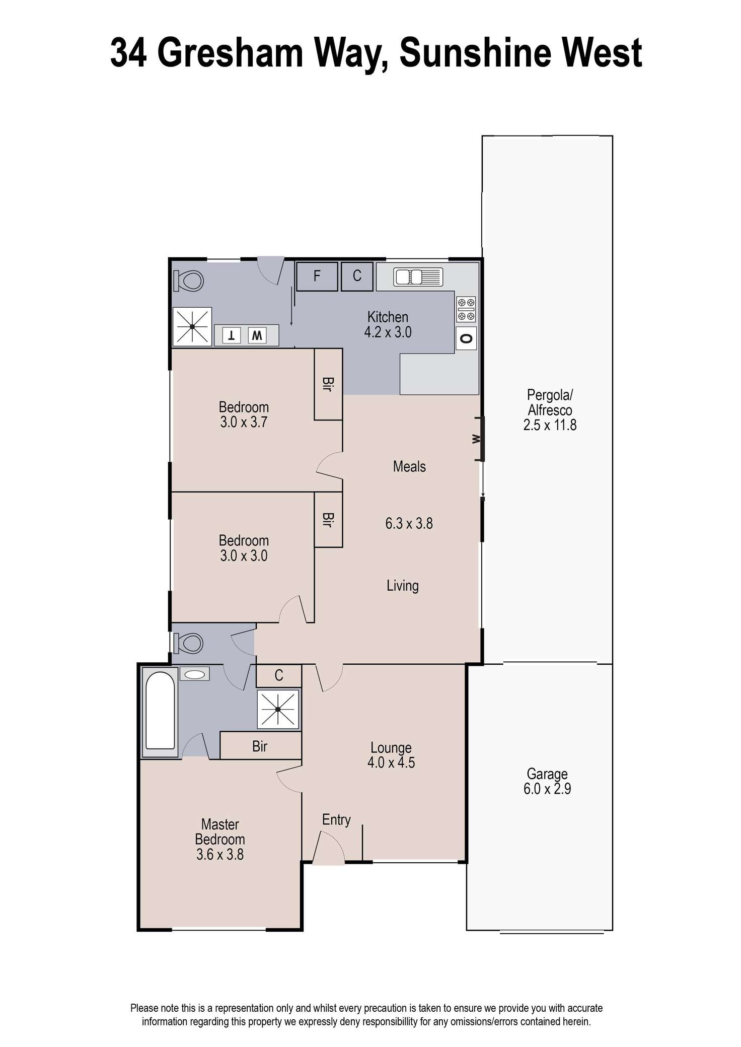 Floorplan of Homely house listing, 34 Gresham Way, Sunshine West VIC 3020