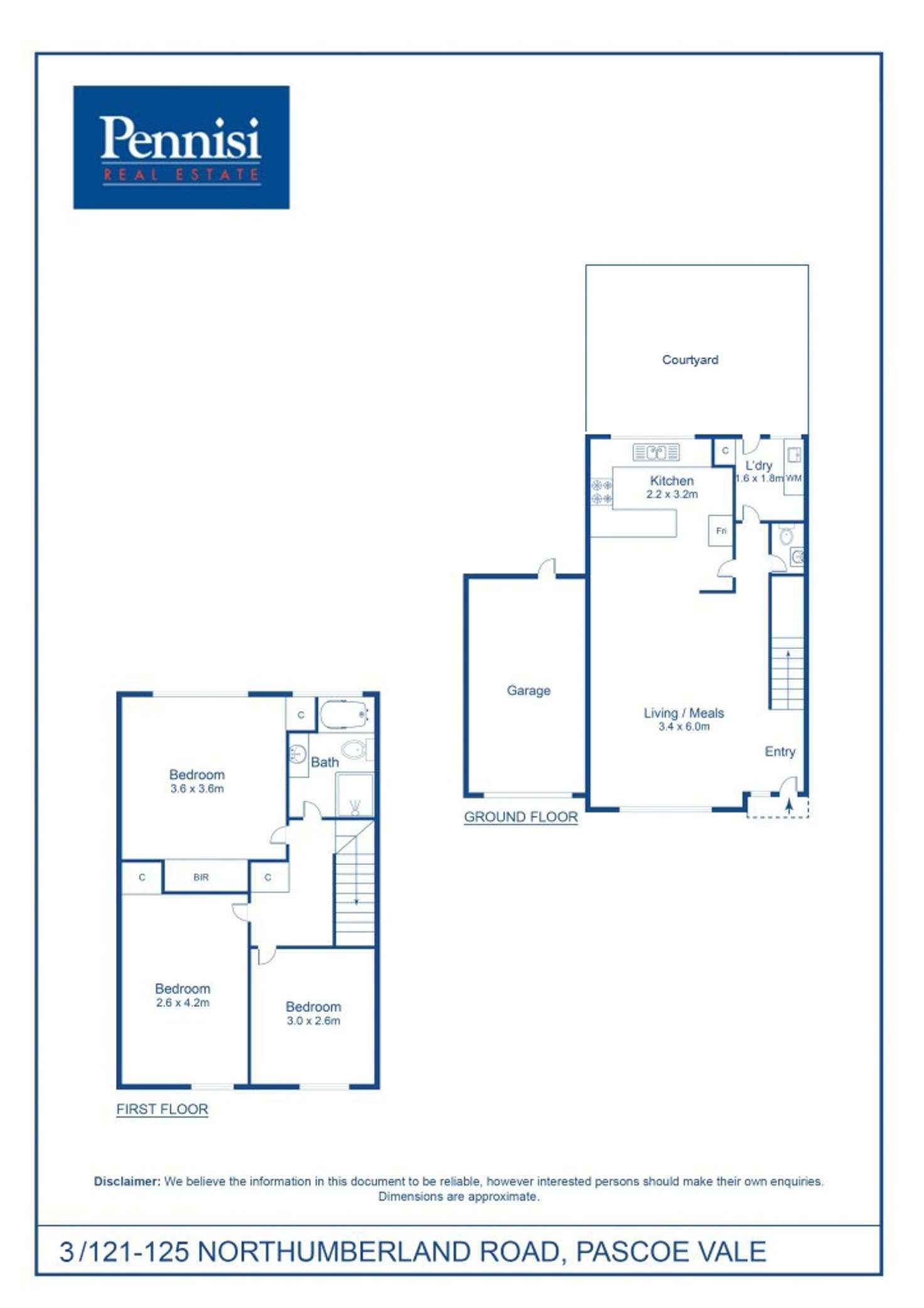 Floorplan of Homely townhouse listing, 3/121 Northumberland Road, Pascoe Vale VIC 3044