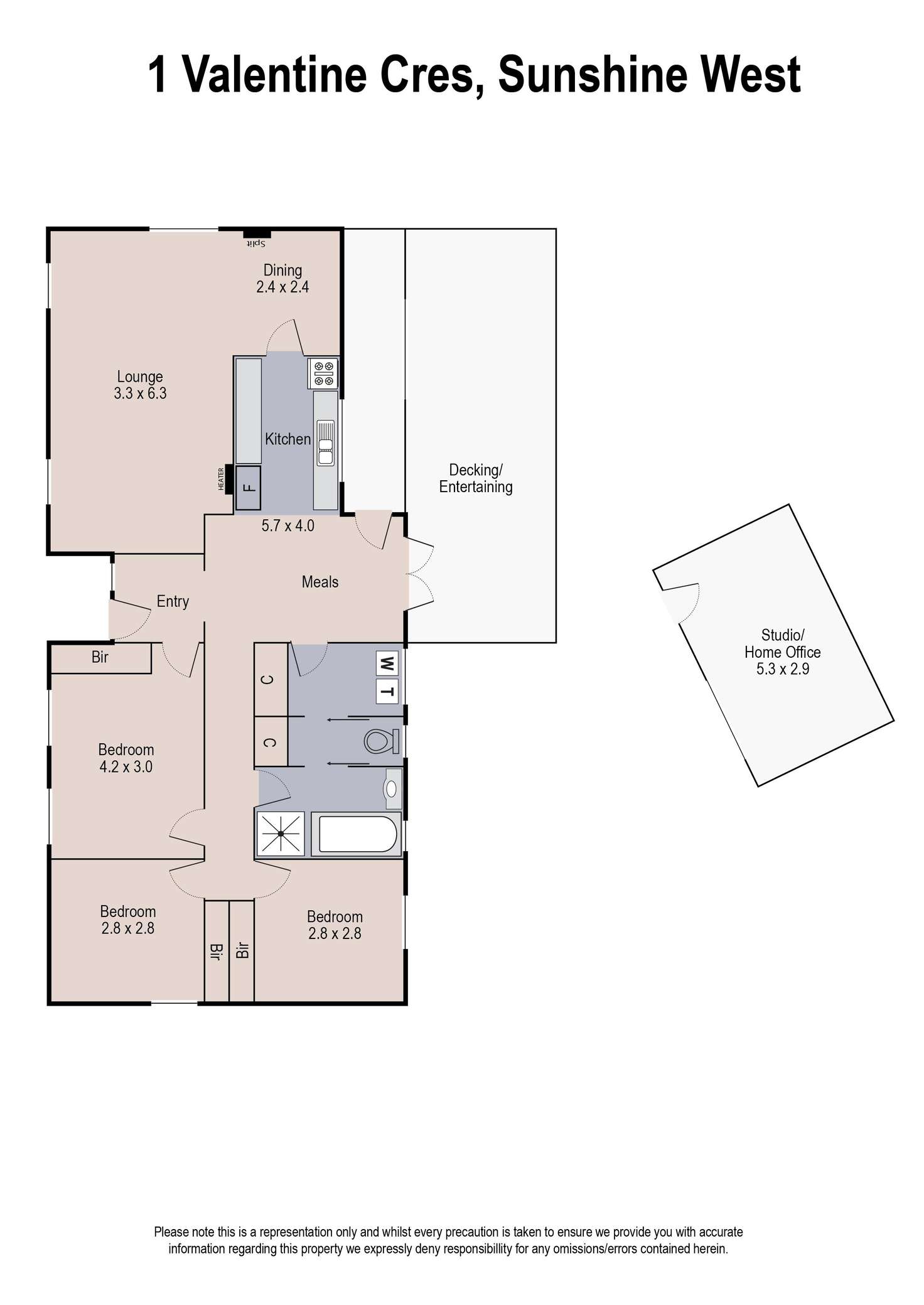 Floorplan of Homely house listing, 1 Valentine Crescent, Sunshine West VIC 3020