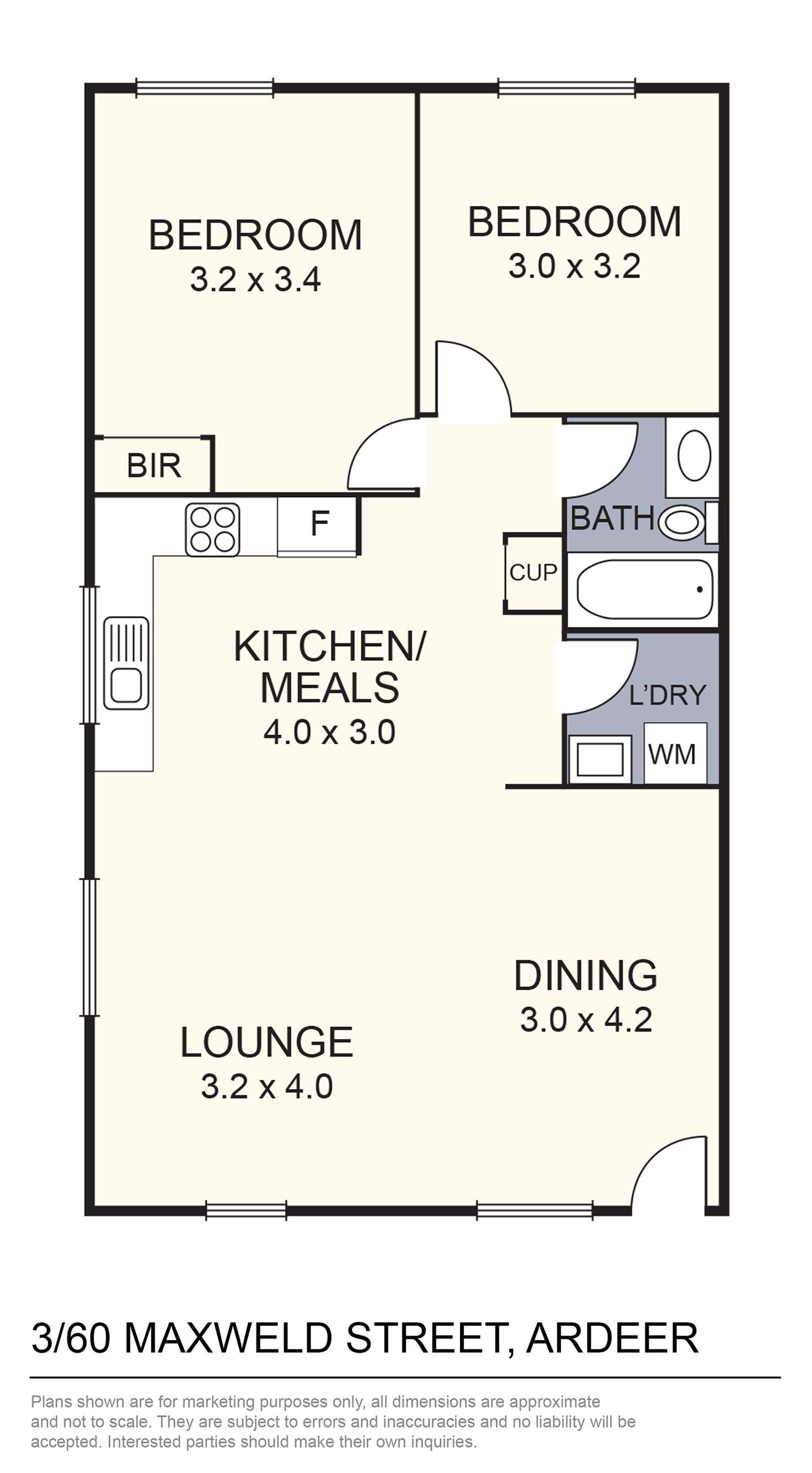 Floorplan of Homely unit listing, 3/60 Maxweld Street, Ardeer VIC 3022