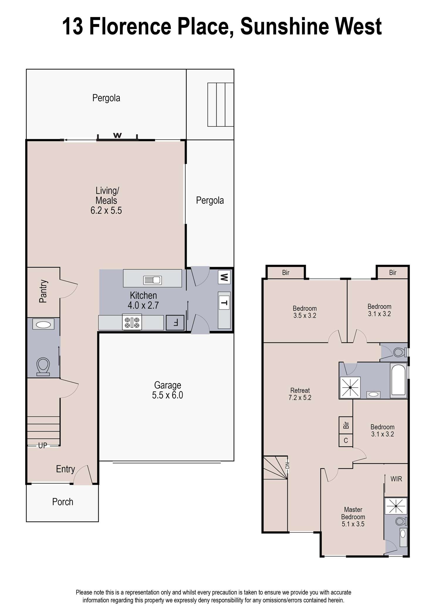 Floorplan of Homely townhouse listing, 13 Florence Place, Sunshine West VIC 3020