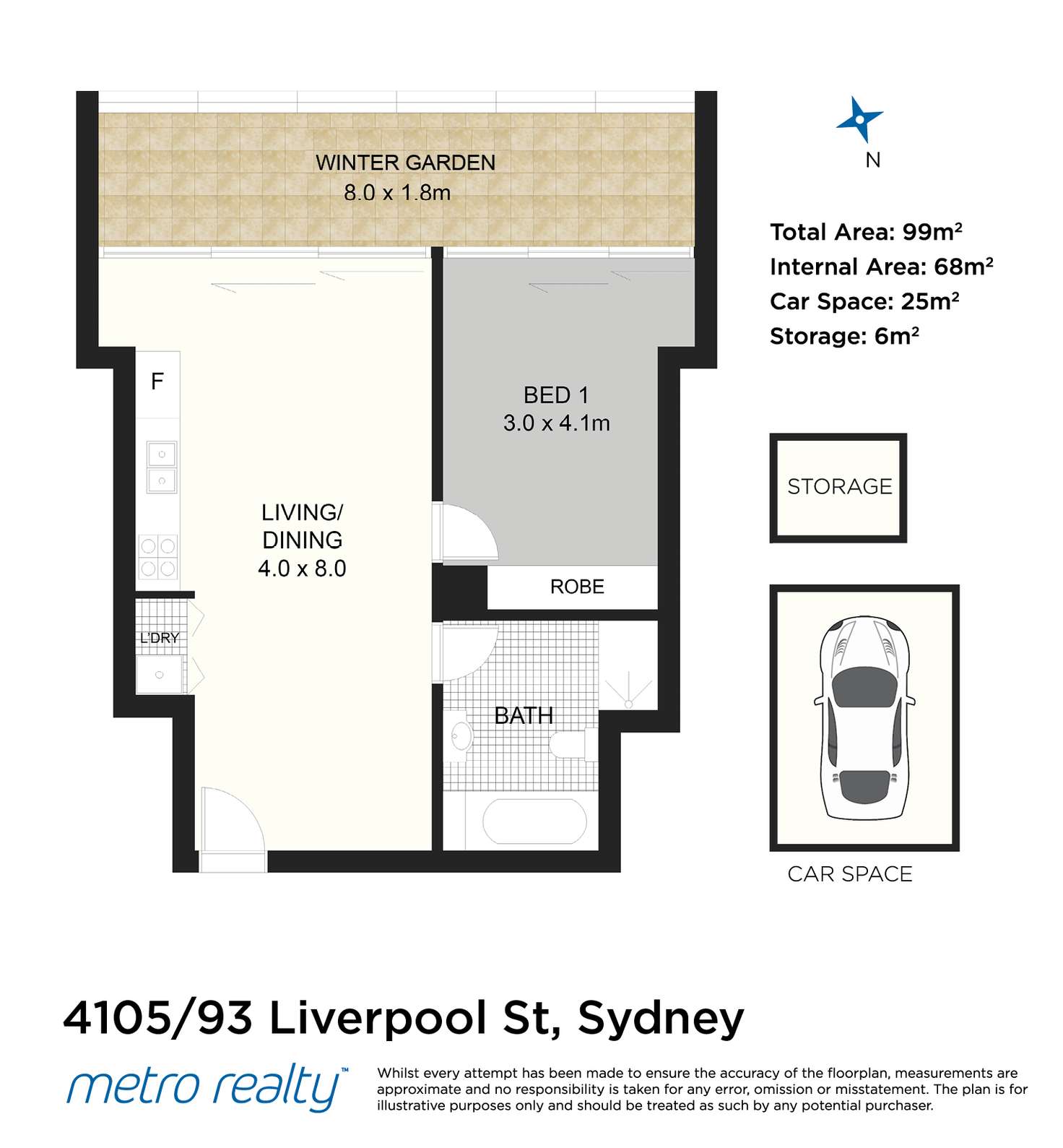 Floorplan of Homely apartment listing, 4105/93 Liverpool St, Sydney NSW 2000