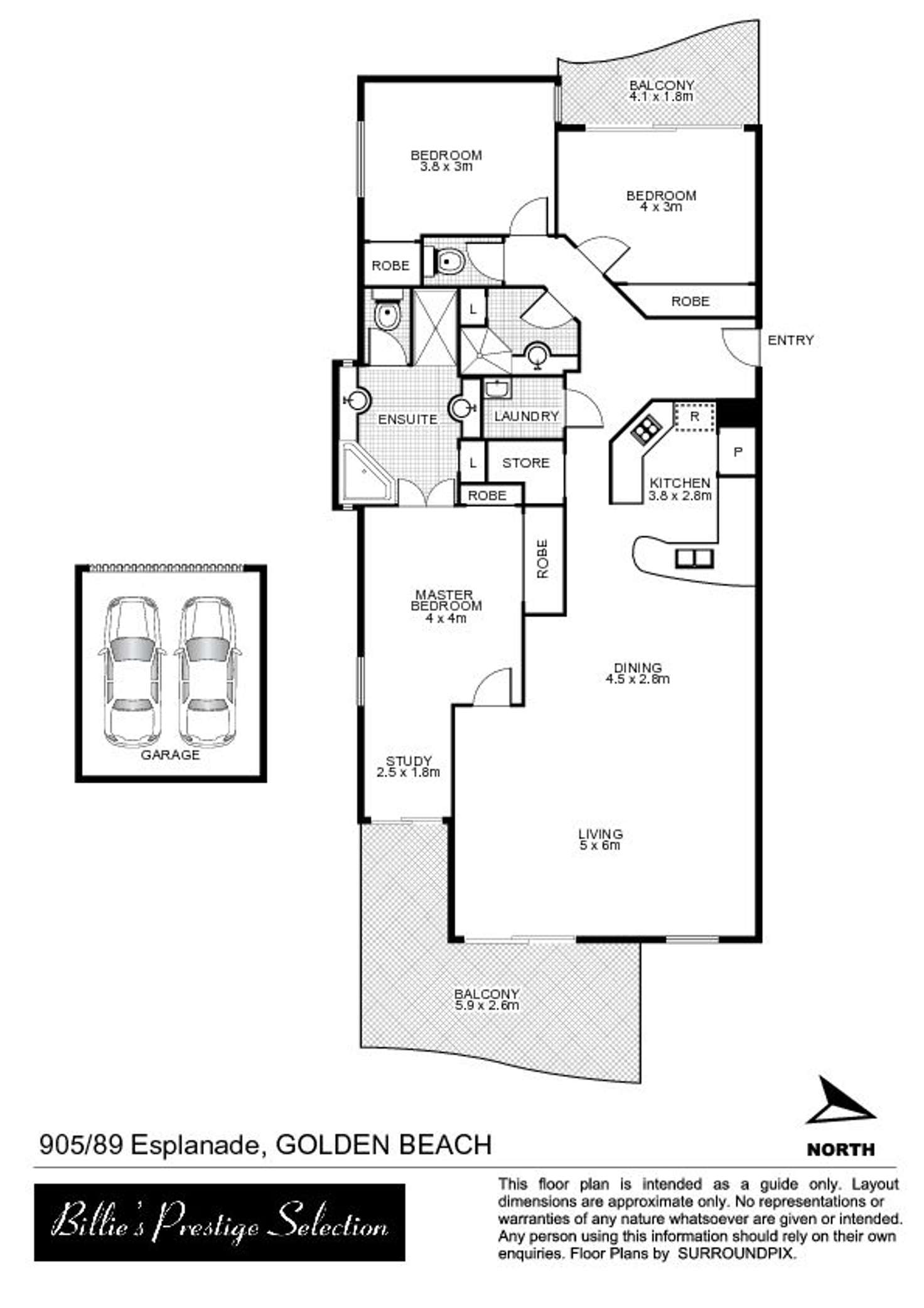 Floorplan of Homely unit listing, 905/89 Esplanade, Golden Beach QLD 4551