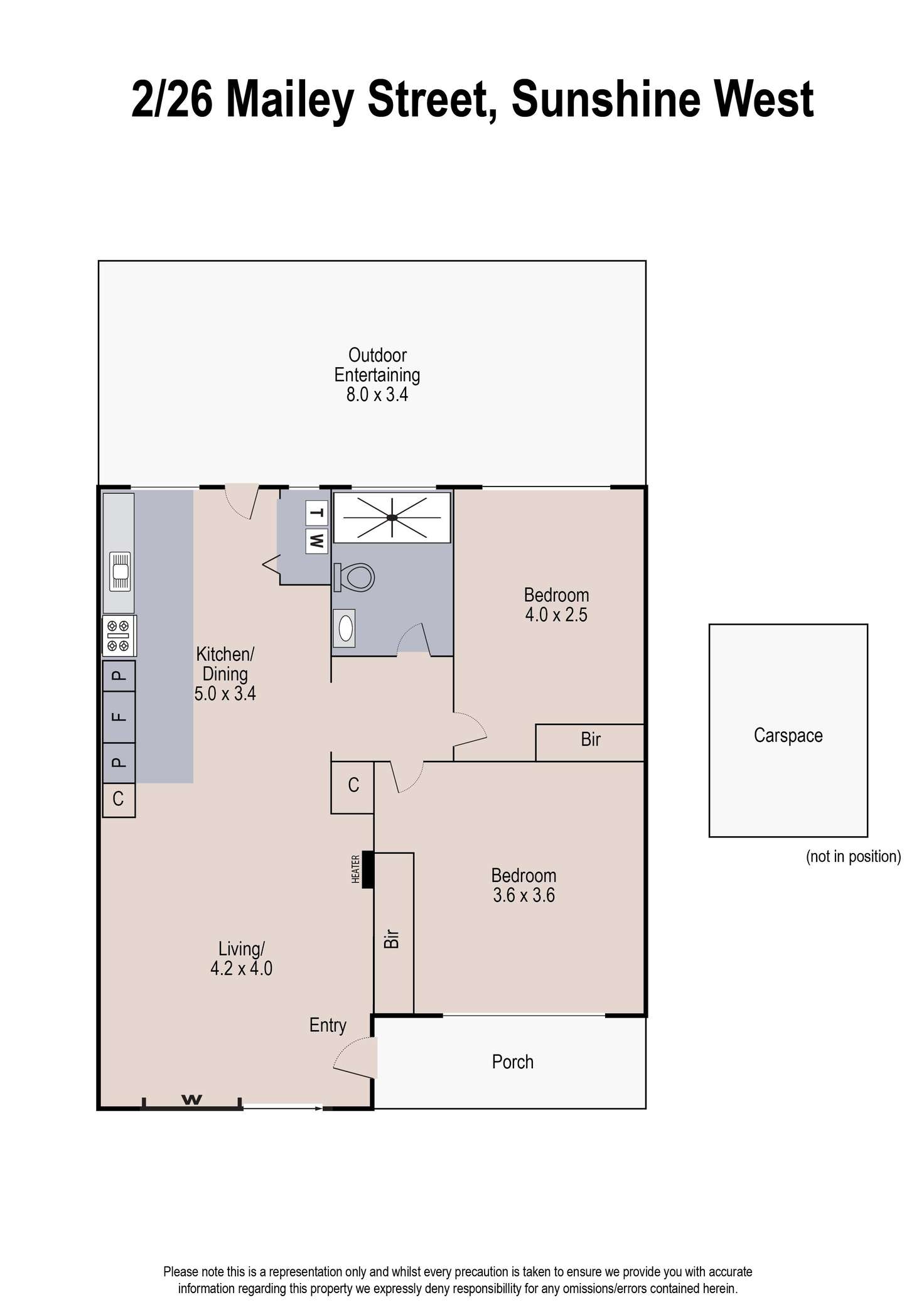 Floorplan of Homely unit listing, 2/26 Mailey Street, Sunshine West VIC 3020