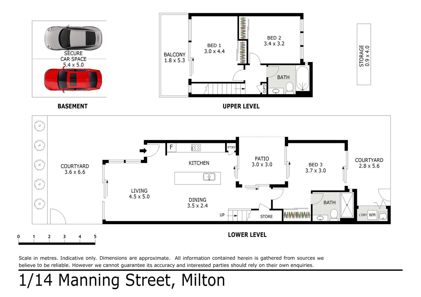 Floorplan of Homely townhouse listing, 1/14 Manning Street, Milton QLD 4064