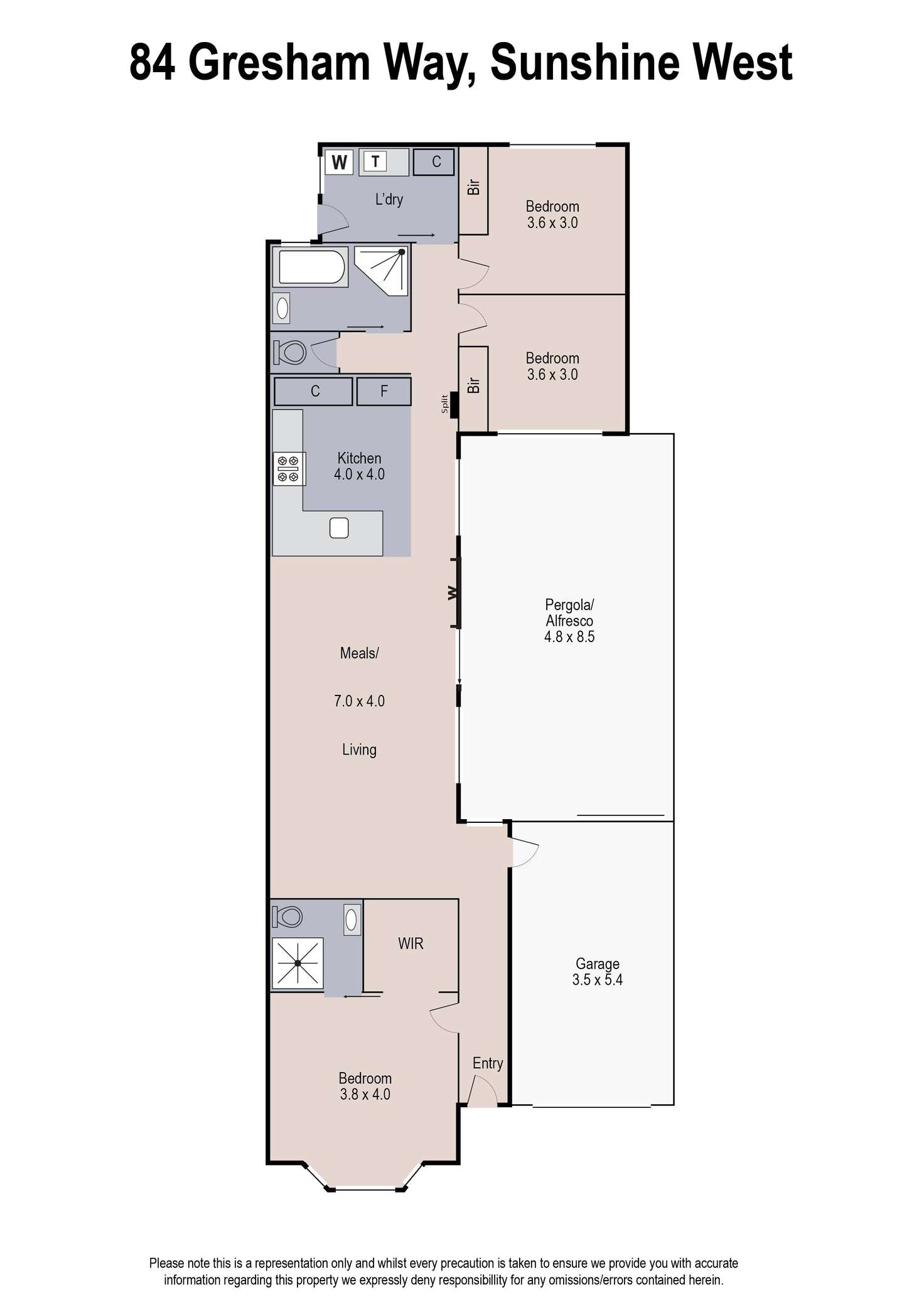 Floorplan of Homely house listing, 84 Gresham Way, Sunshine West VIC 3020