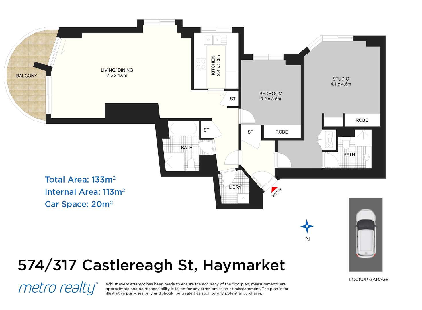 Floorplan of Homely apartment listing, 574/317 Castlereagh Street, Sydney NSW 2000