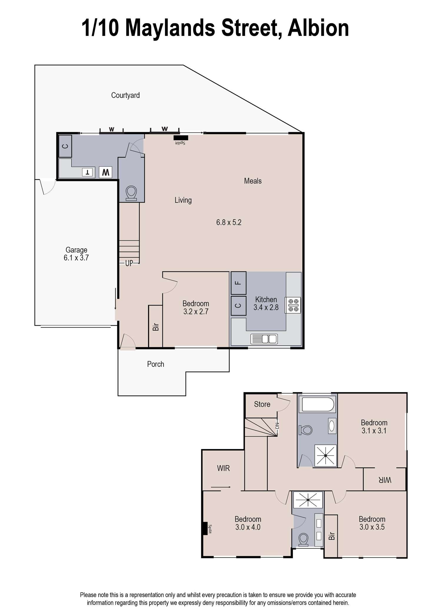 Floorplan of Homely townhouse listing, 1/10 Maylands Street, Albion VIC 3020
