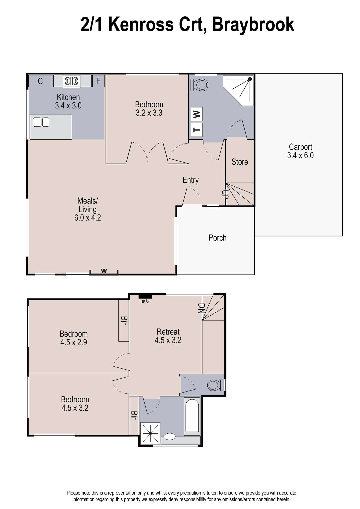 Floorplan of Homely townhouse listing, 2/1 Kenross Court, Braybrook VIC 3019