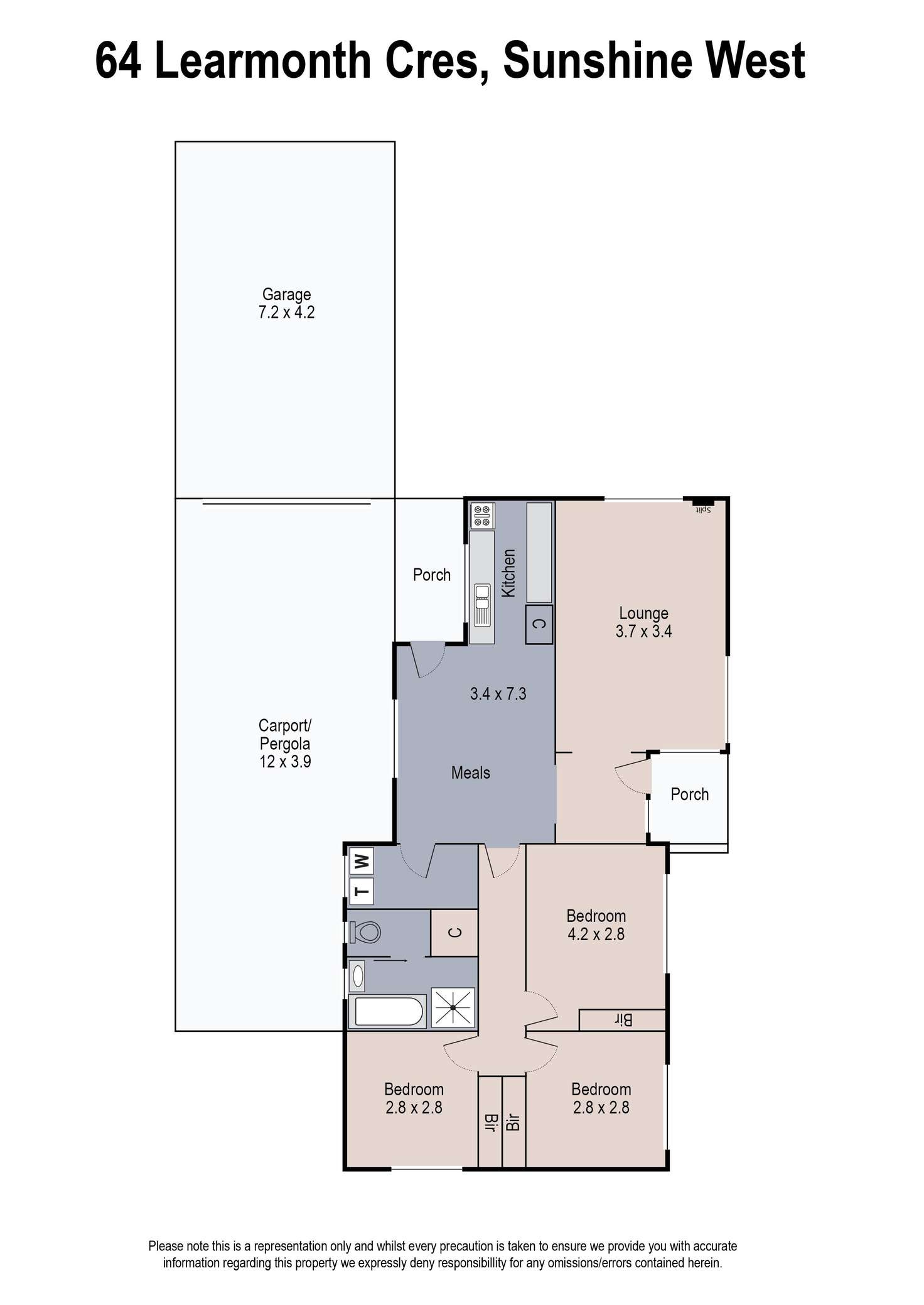 Floorplan of Homely house listing, 64 Learmonth Crescent, Sunshine West VIC 3020