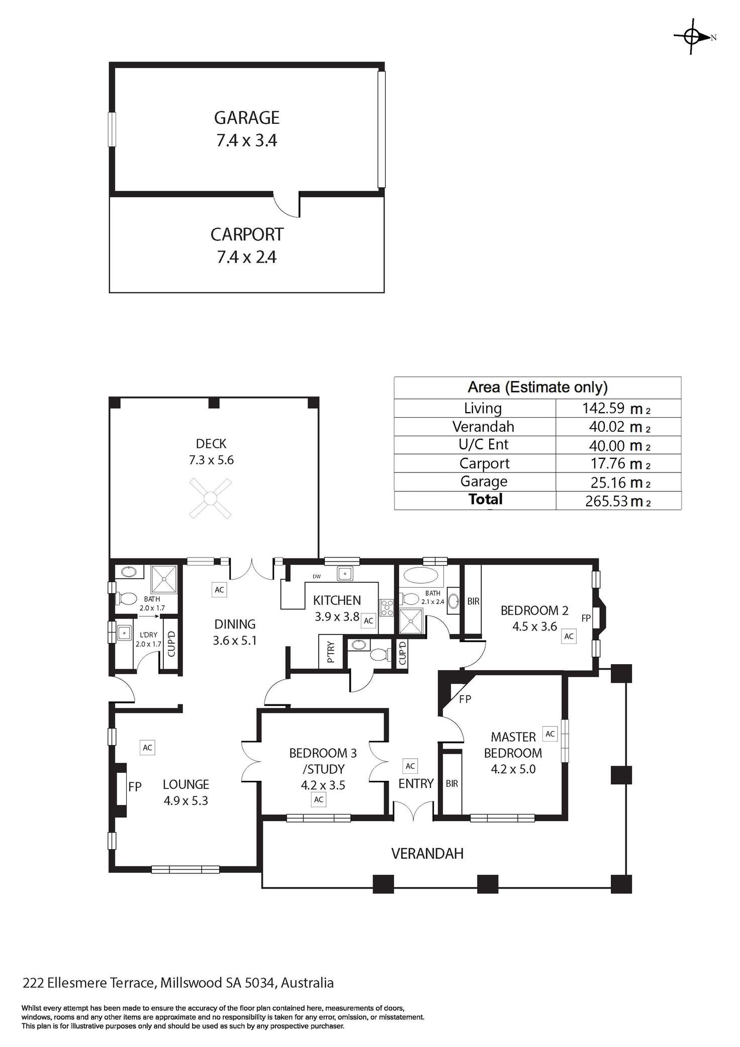 Floorplan of Homely house listing, 222 Ellesmere Terrace, Millswood SA 5034