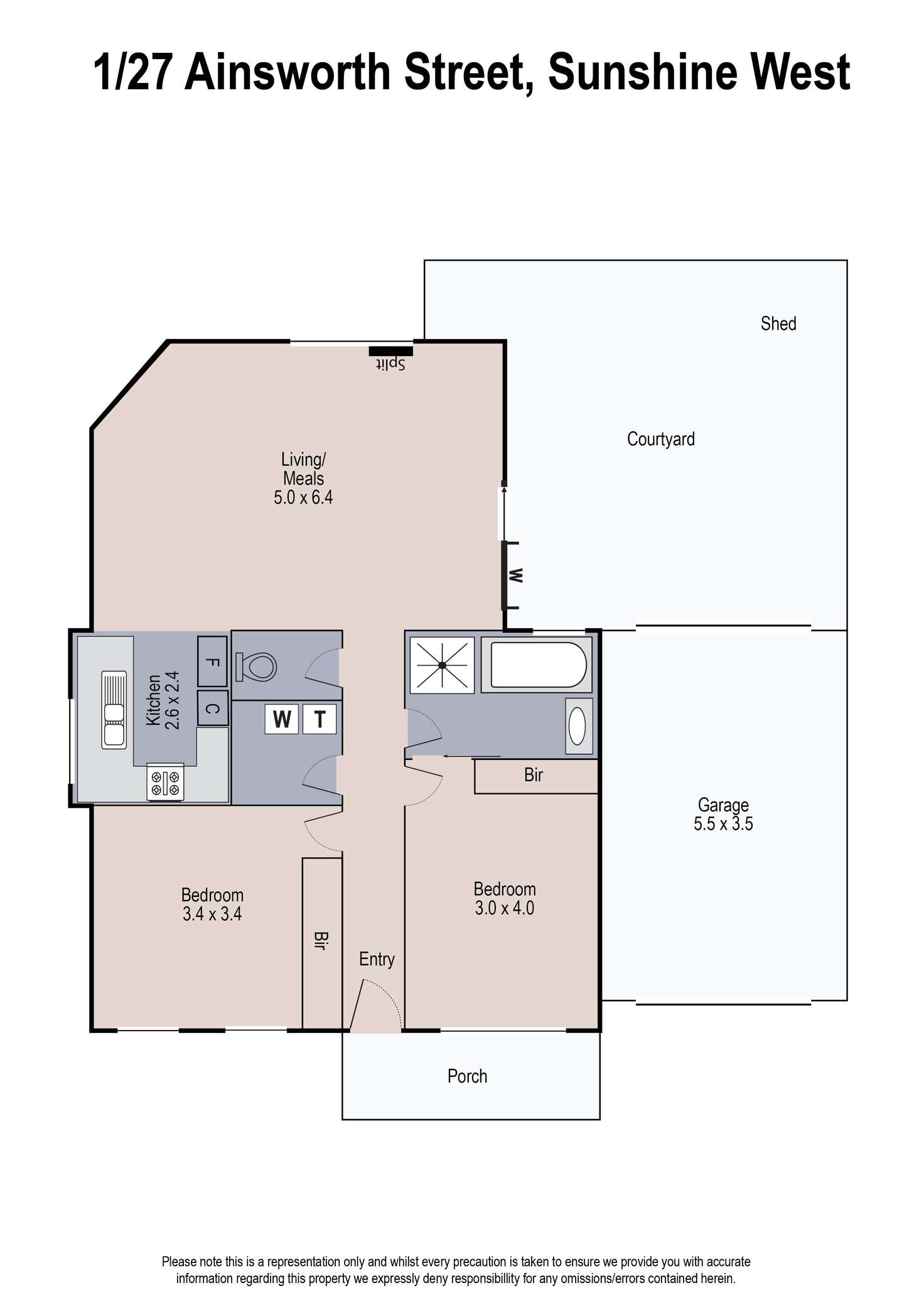 Floorplan of Homely unit listing, 1/27 Ainsworth Street, Sunshine West VIC 3020