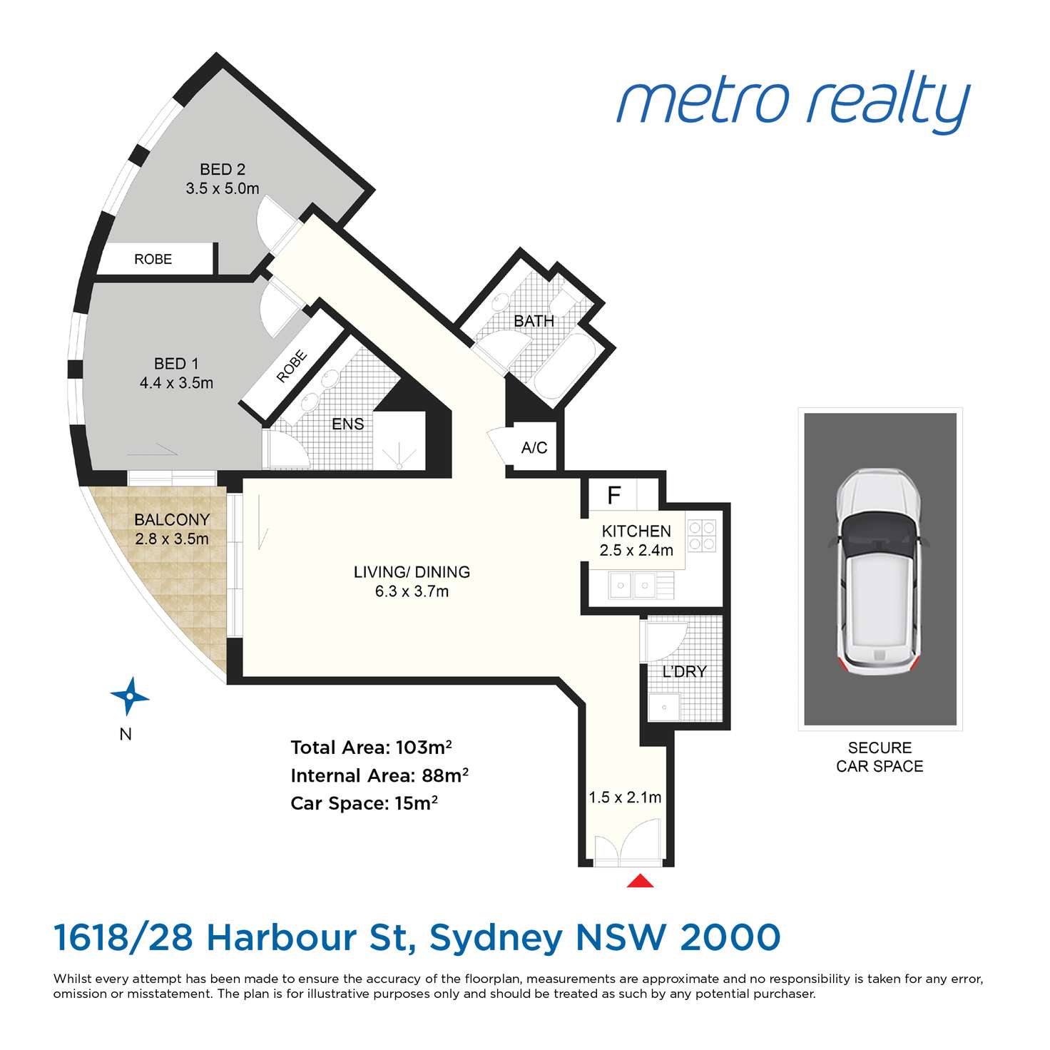 Floorplan of Homely apartment listing, 1618/28 Harbour Street, Sydney NSW 2000