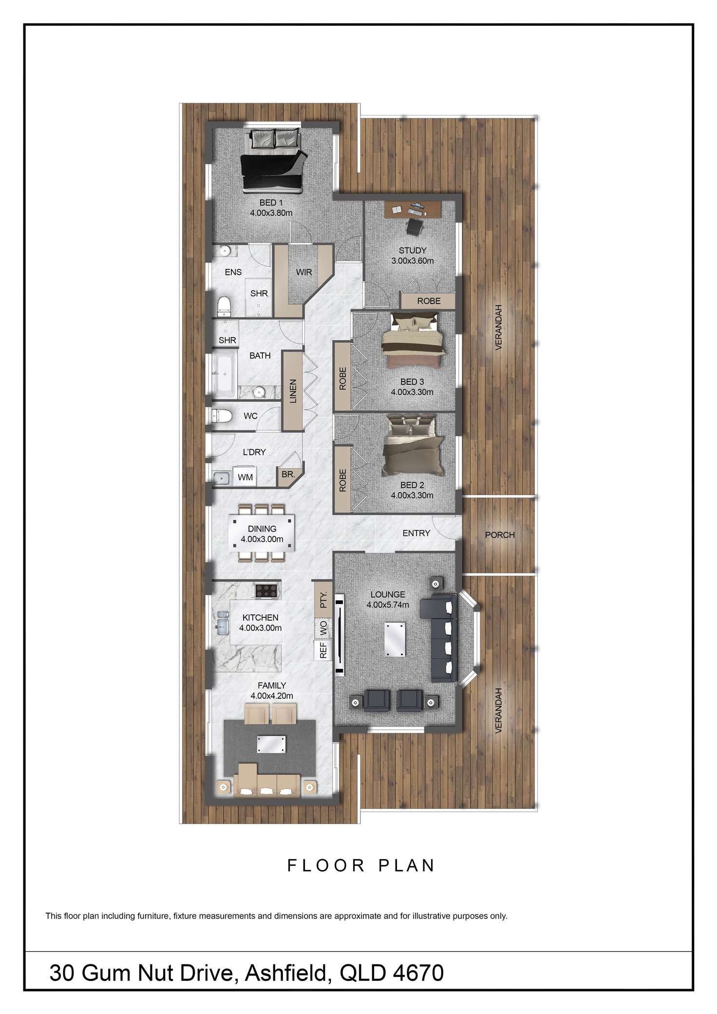 Floorplan of Homely acreageSemiRural listing, 30 Gum Nut Drive, Ashfield QLD 4670