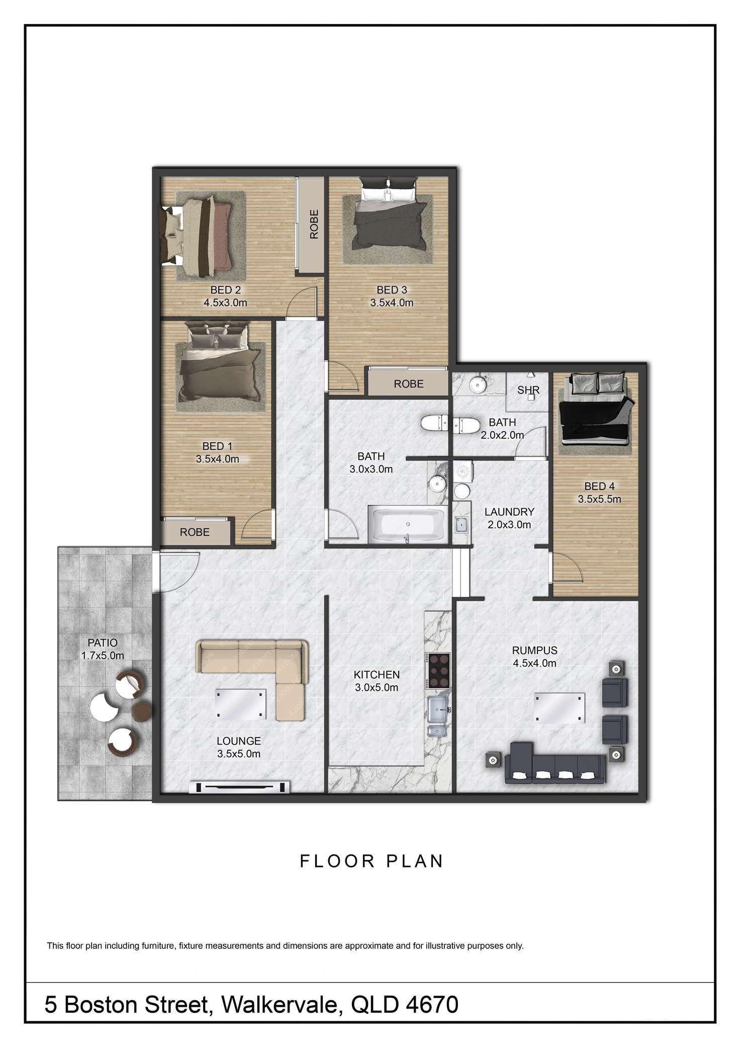 Floorplan of Homely house listing, 5 Boston, Walkervale QLD 4670