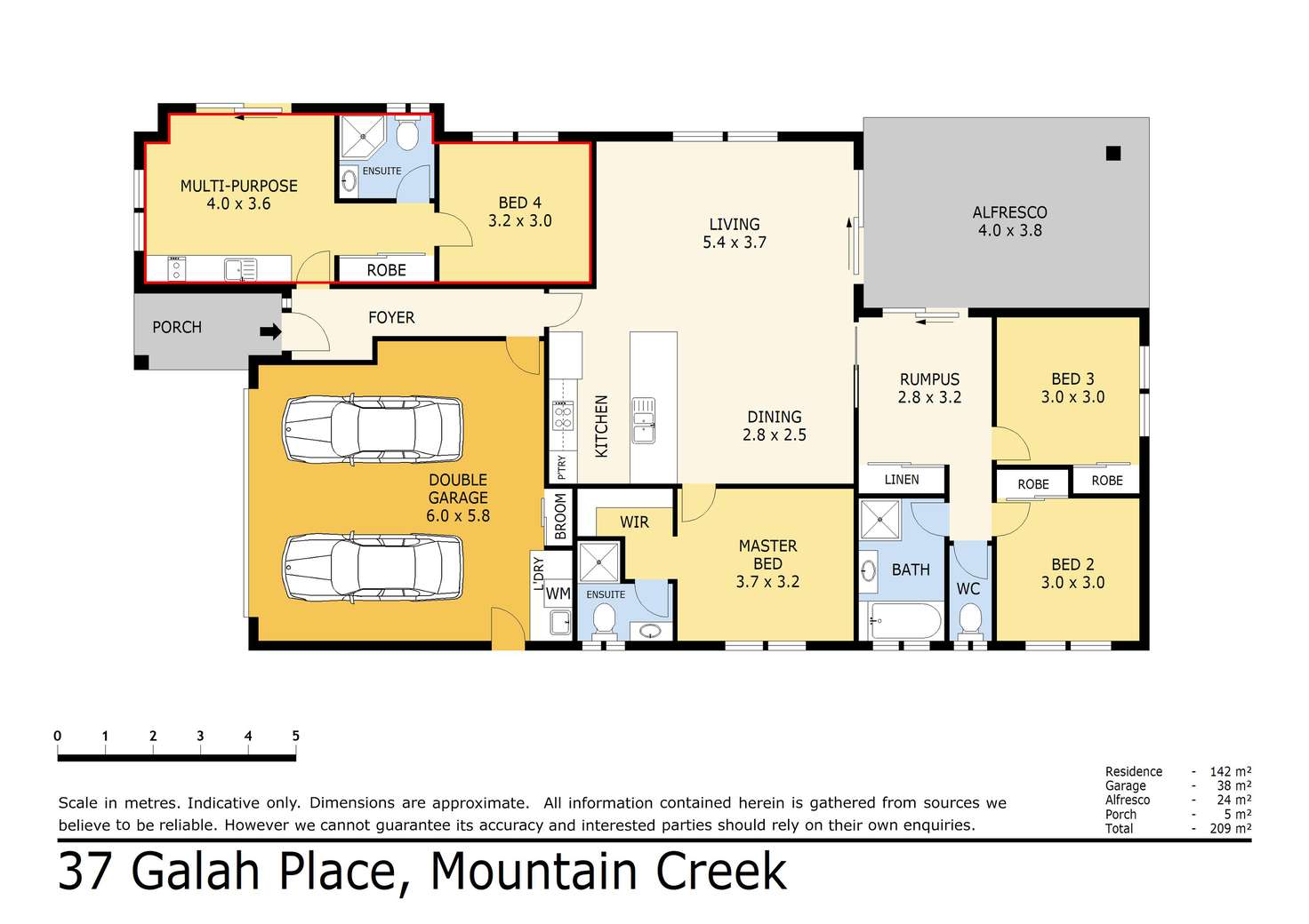 Floorplan of Homely house listing, 37 Galah Place, Mountain Creek QLD 4557