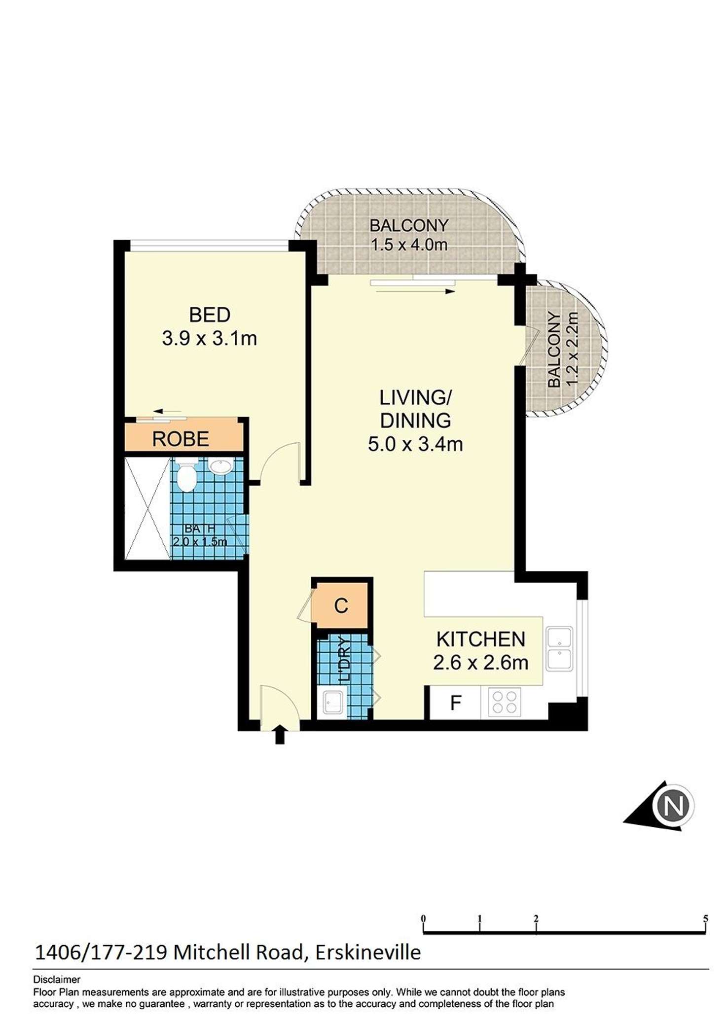 Floorplan of Homely apartment listing, 1406/177-219 Mitchell Road, Erskineville NSW 2043